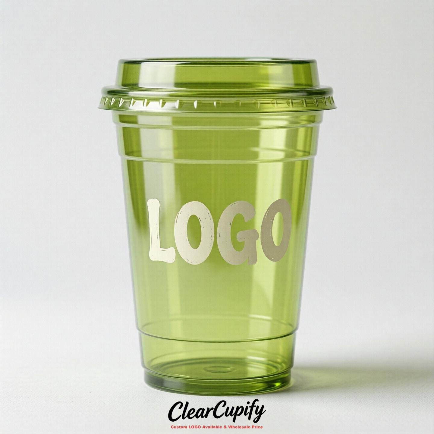 Lime Green Clear Plastic Cups with Custom Logo 12oz / 16oz / 20oz / 24oz / 32oz