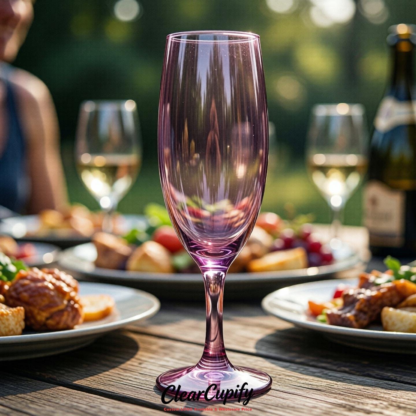Mauve Clear Champagne Flutes - Wholesale 5oz/6oz/7oz Acrylic Champagne Glasses