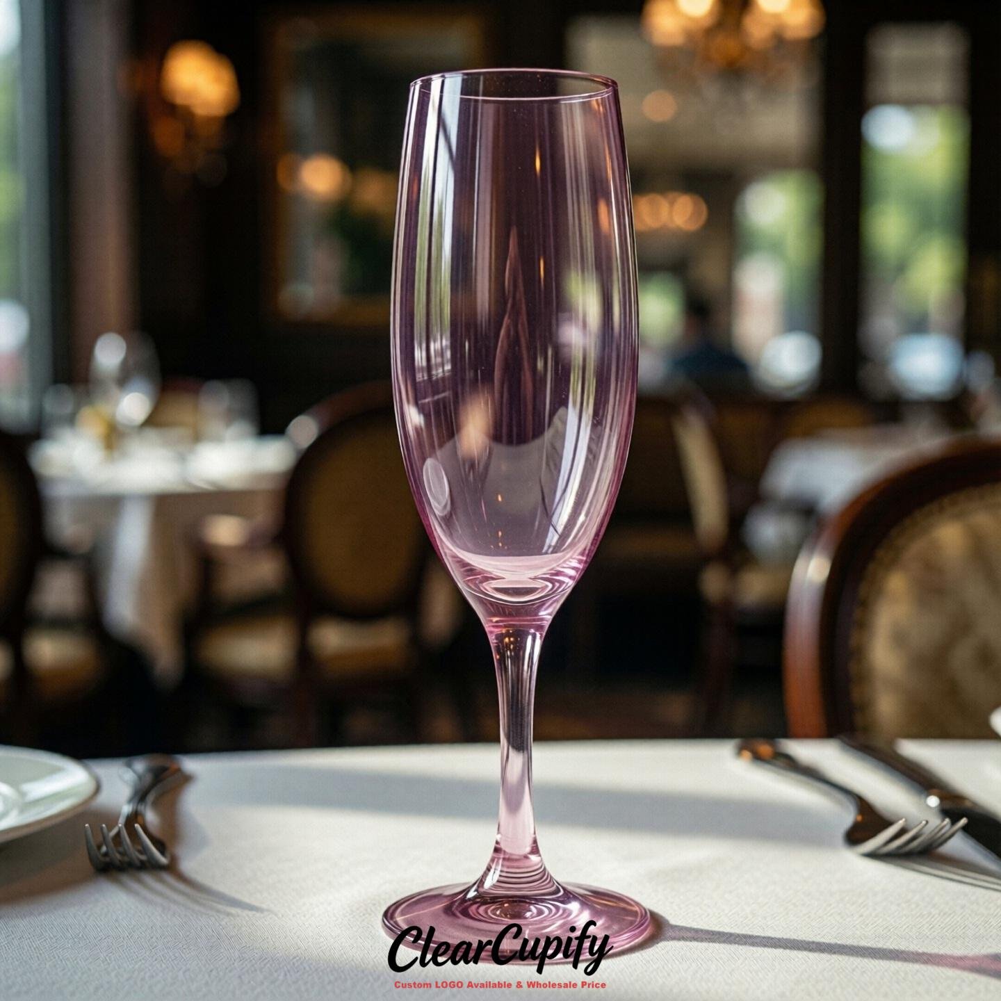 Mauve Clear Champagne Flutes - Wholesale 5oz/6oz/7oz Acrylic Champagne Glasses
