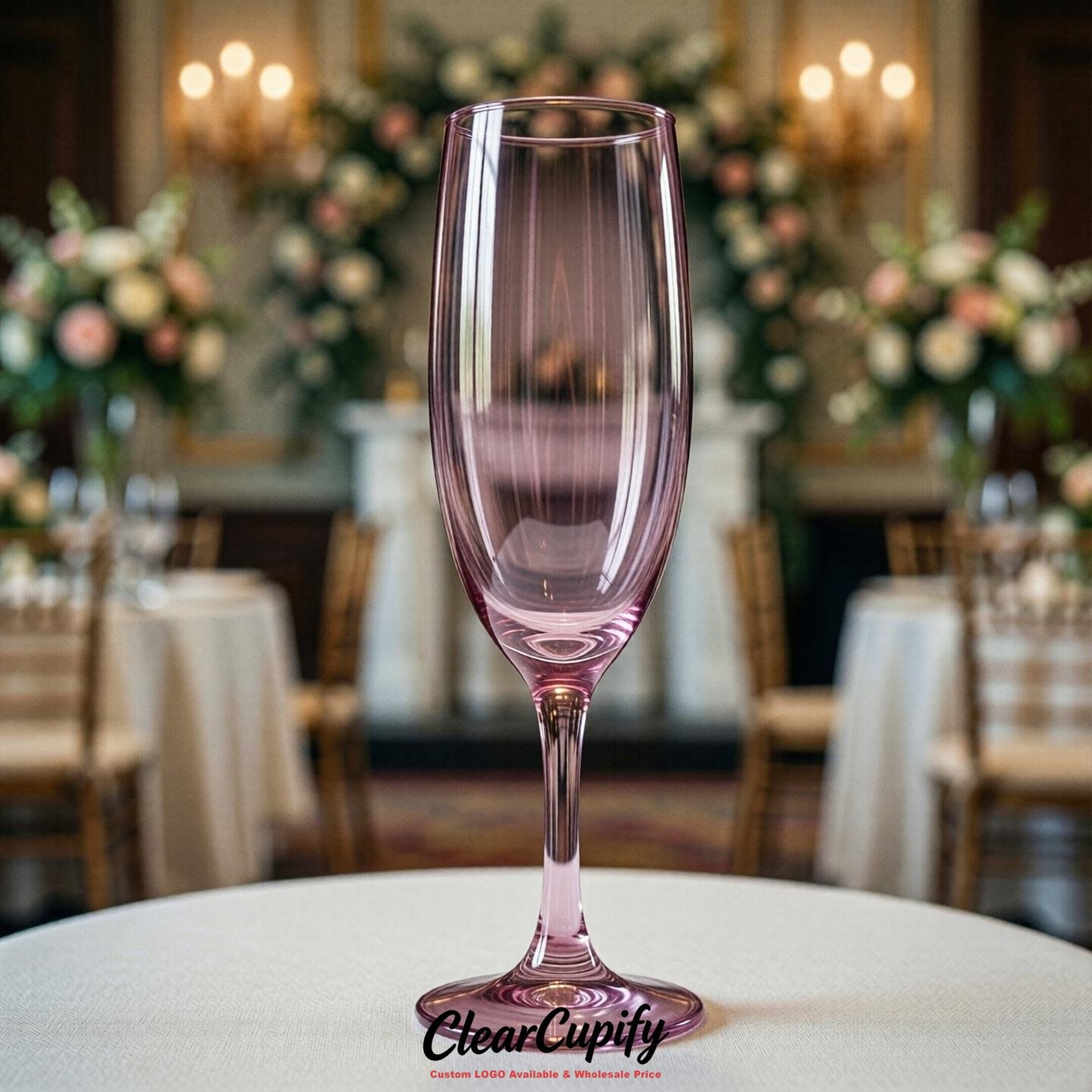 Mauve Clear Champagne Flutes - Wholesale 5oz/6oz/7oz Acrylic Champagne Glasses