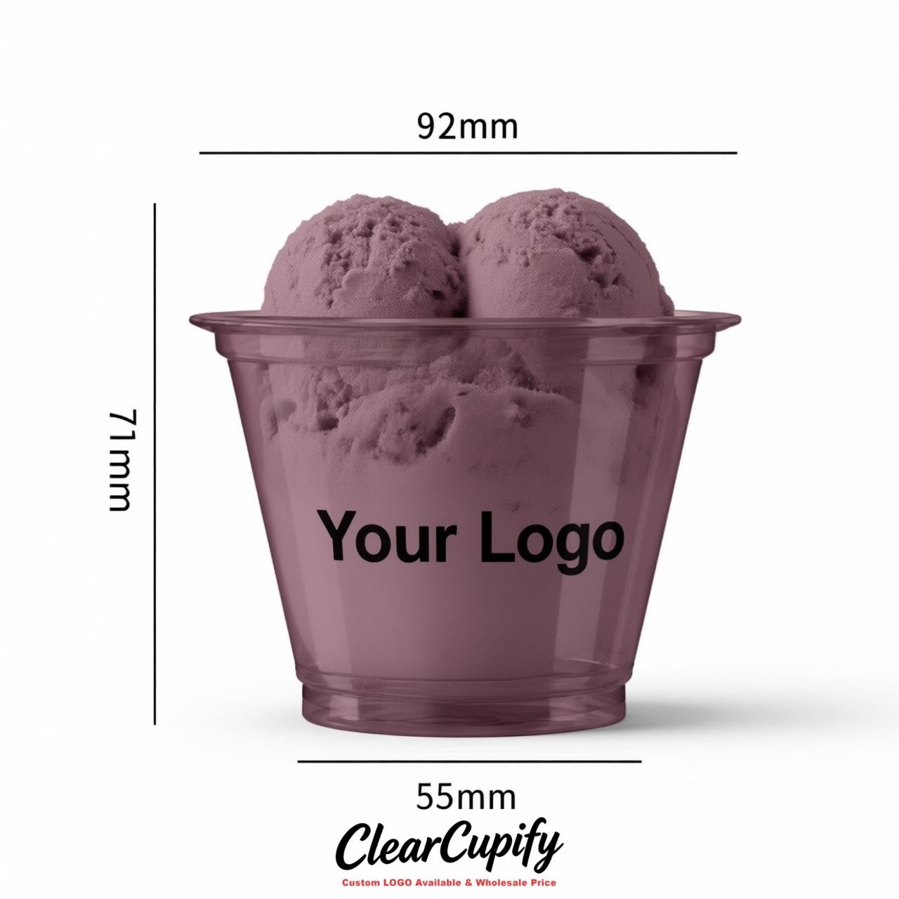 Mauve Clear Plastic Ice Cream Cups Wholesale with Custom Logo
