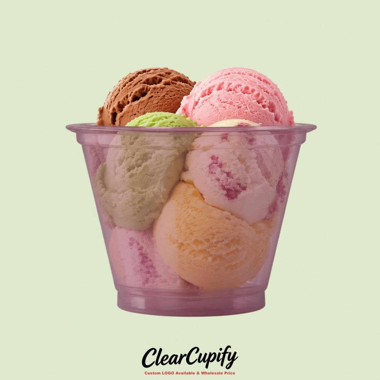 Mauve Clear Plastic Ice Cream Cups Wholesale with Custom Logo