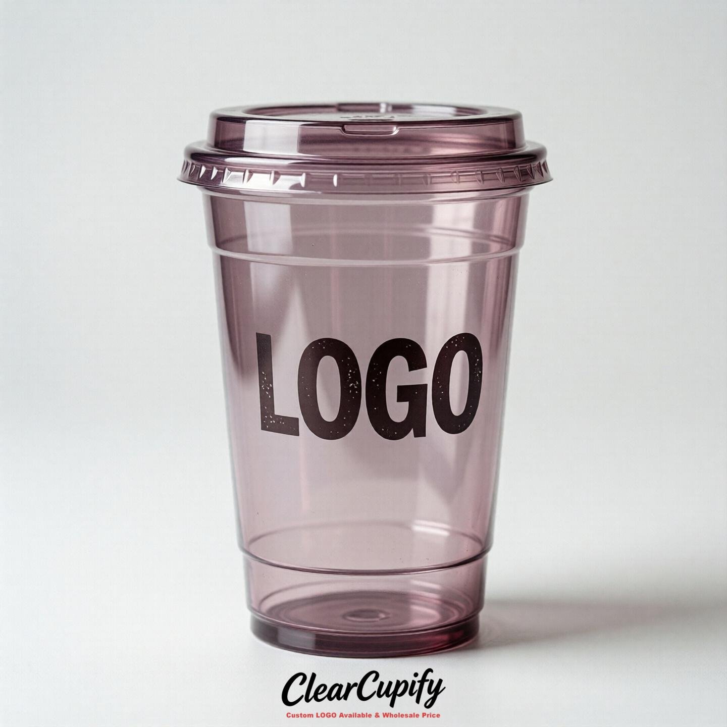 Mauve Clear Plastic Cups with Custom Logo 12oz / 16oz / 20oz / 24oz / 32oz