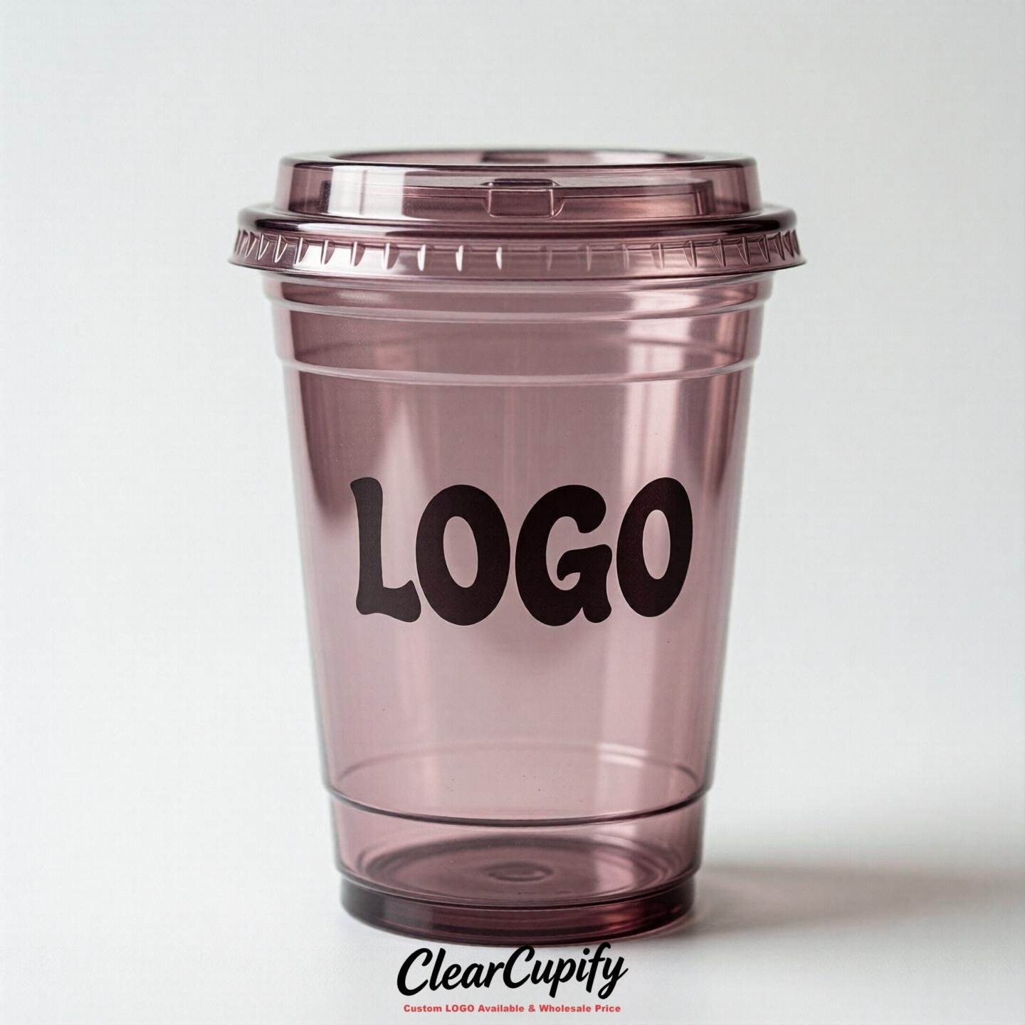 Mauve Clear Plastic Cups with Custom Logo 12oz / 16oz / 20oz / 24oz / 32oz