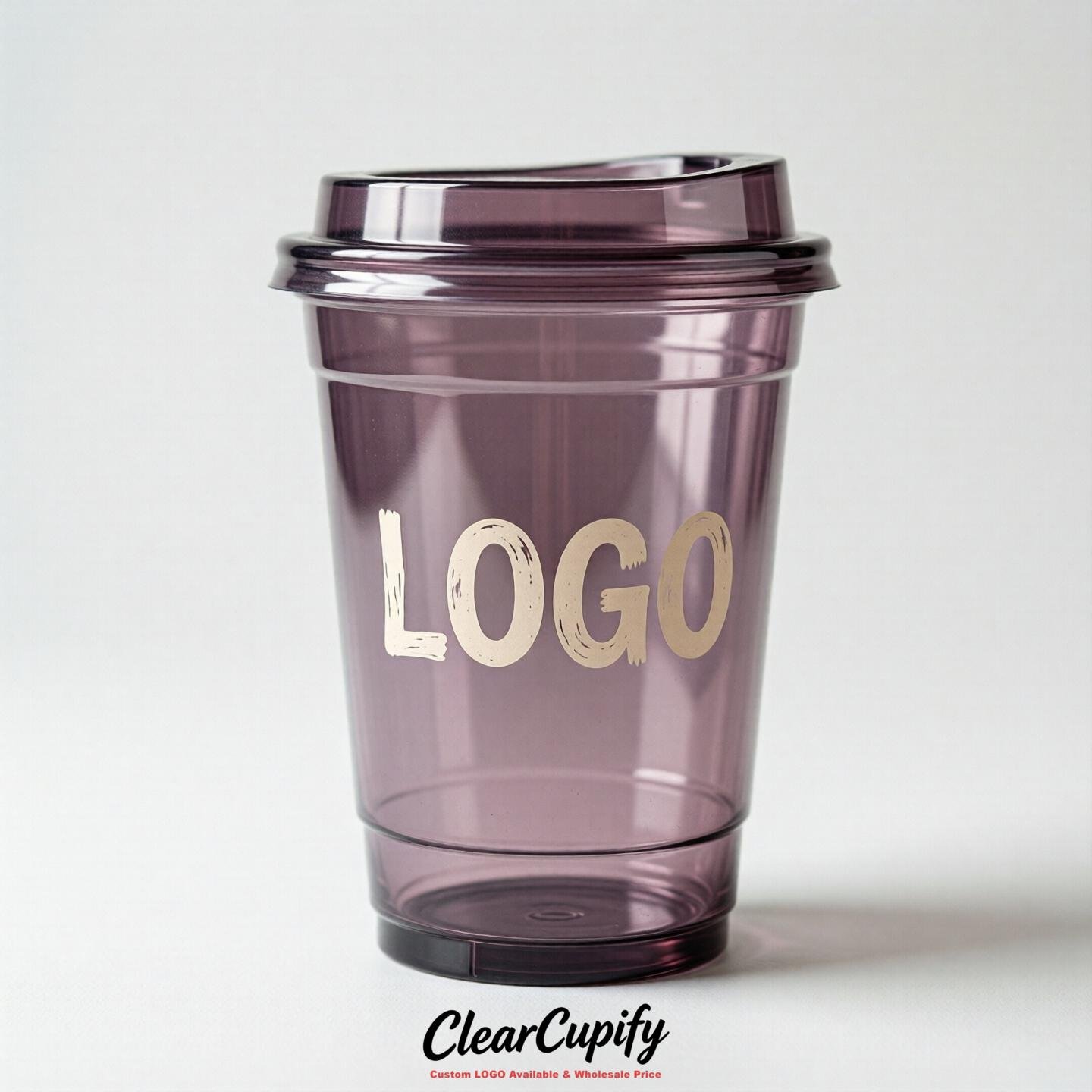 Mauve Clear Plastic Cups with Custom Logo 12oz / 16oz / 20oz / 24oz / 32oz
