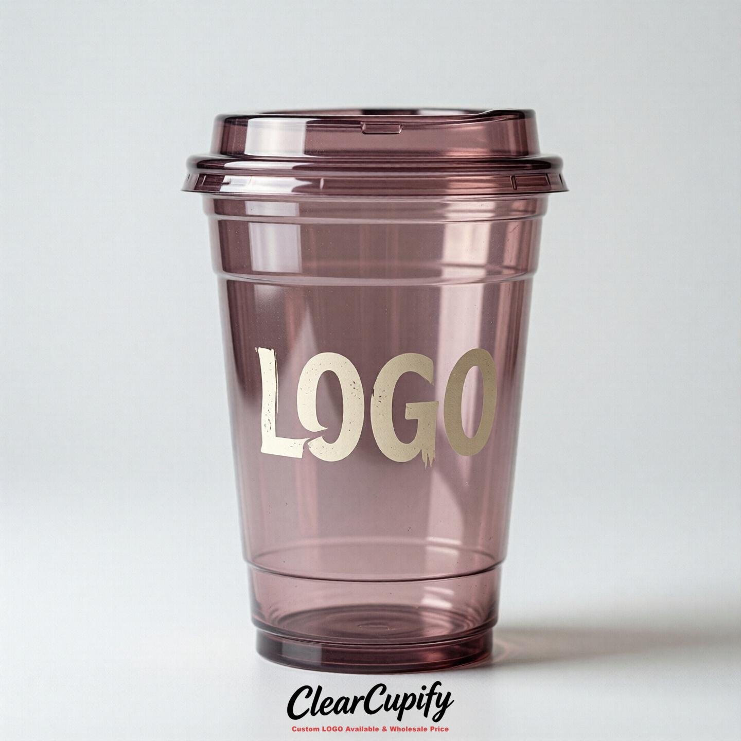 Mauve Clear Plastic Cups with Custom Logo 12oz / 16oz / 20oz / 24oz / 32oz