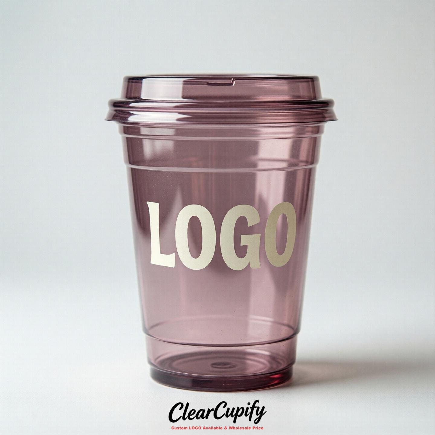 Mauve Clear Plastic Cups with Custom Logo 12oz / 16oz / 20oz / 24oz / 32oz