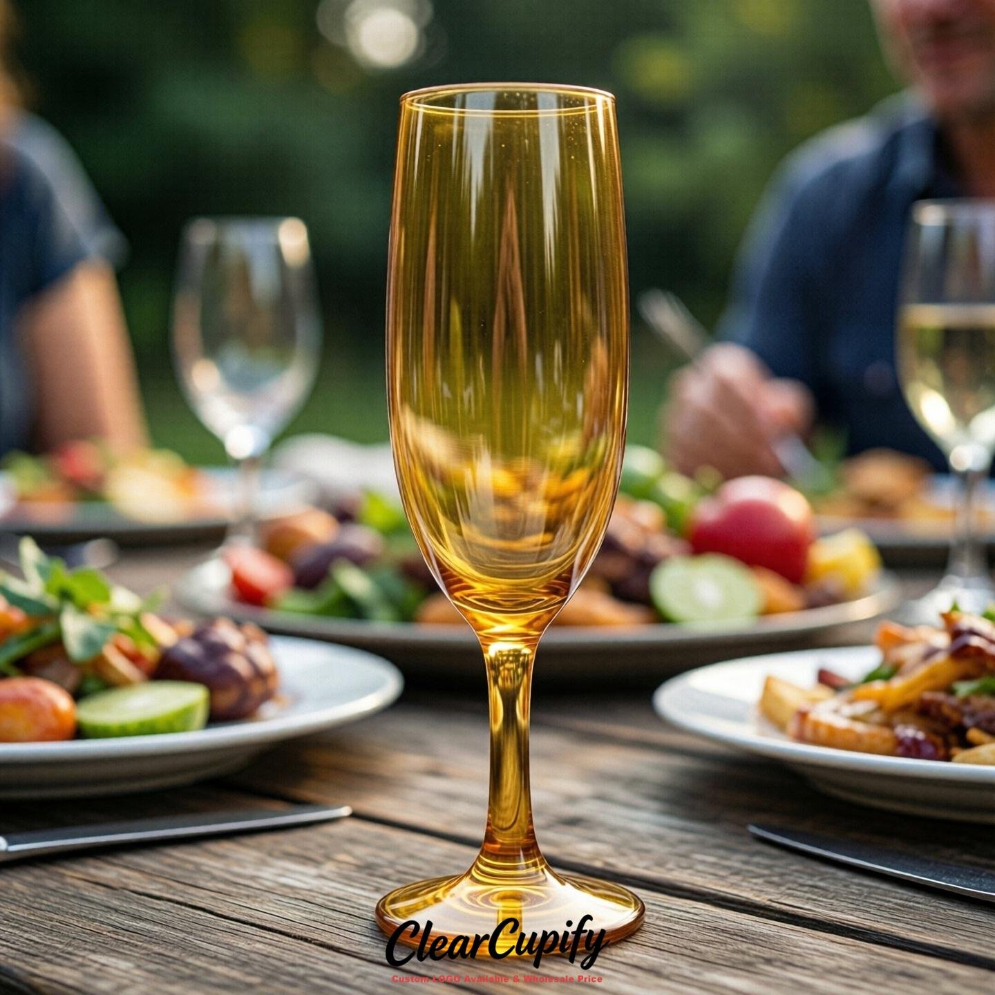 Mustard Clear Champagne Flutes - Wholesale 5oz/6oz/7oz Acrylic Champagne Glasses