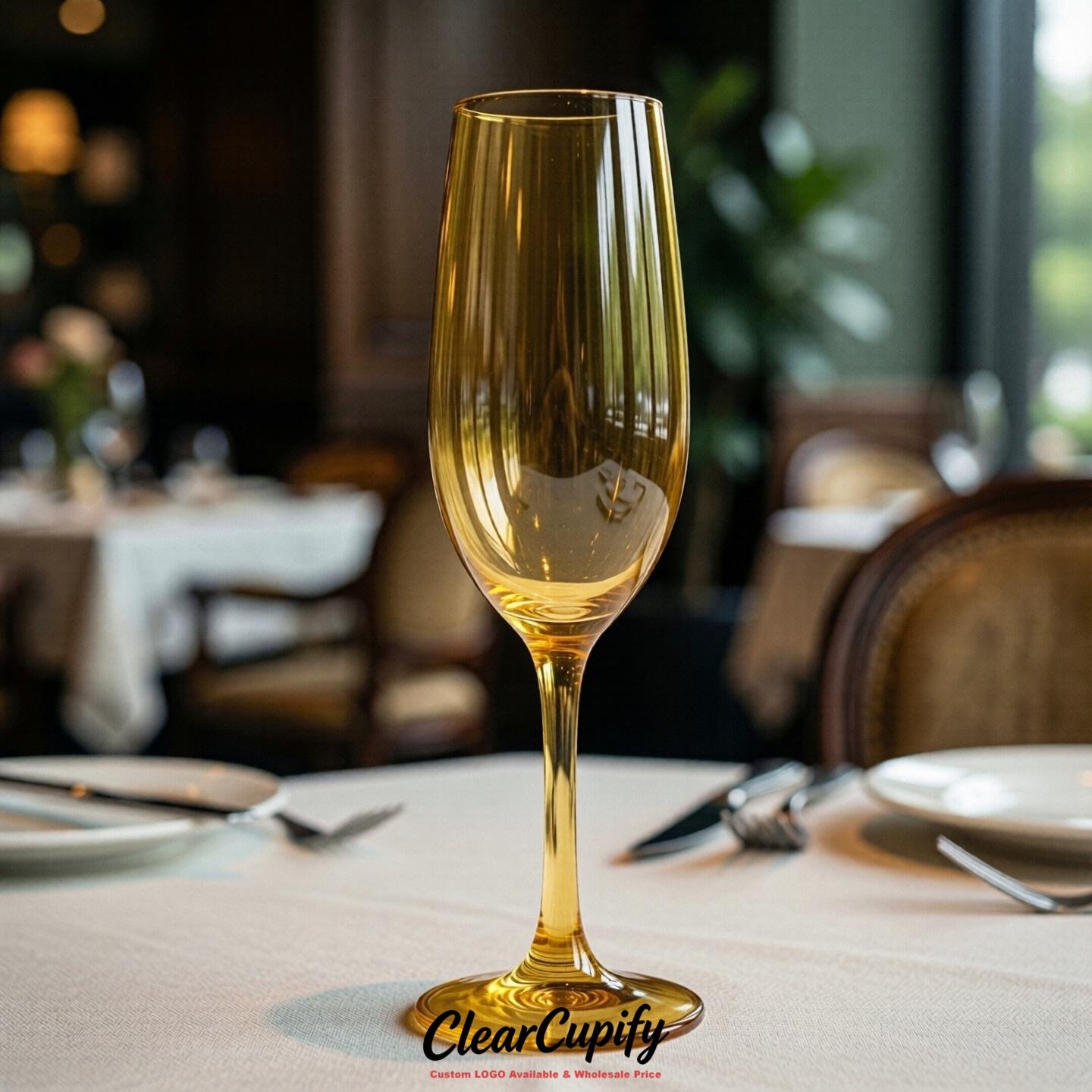 Mustard Clear Champagne Flutes - Wholesale 5oz/6oz/7oz Acrylic Champagne Glasses