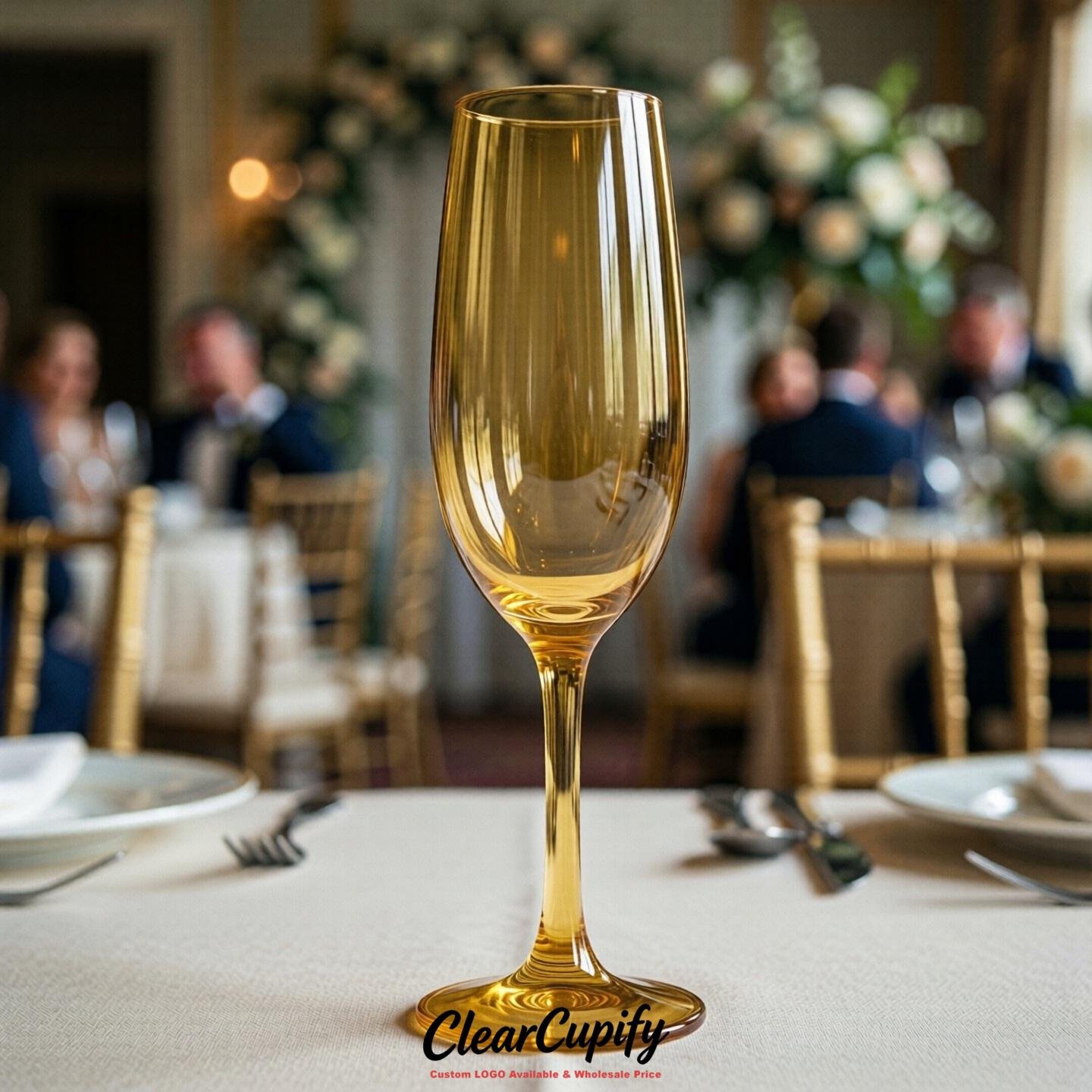 Mustard Clear Champagne Flutes - Wholesale 5oz/6oz/7oz Acrylic Champagne Glasses