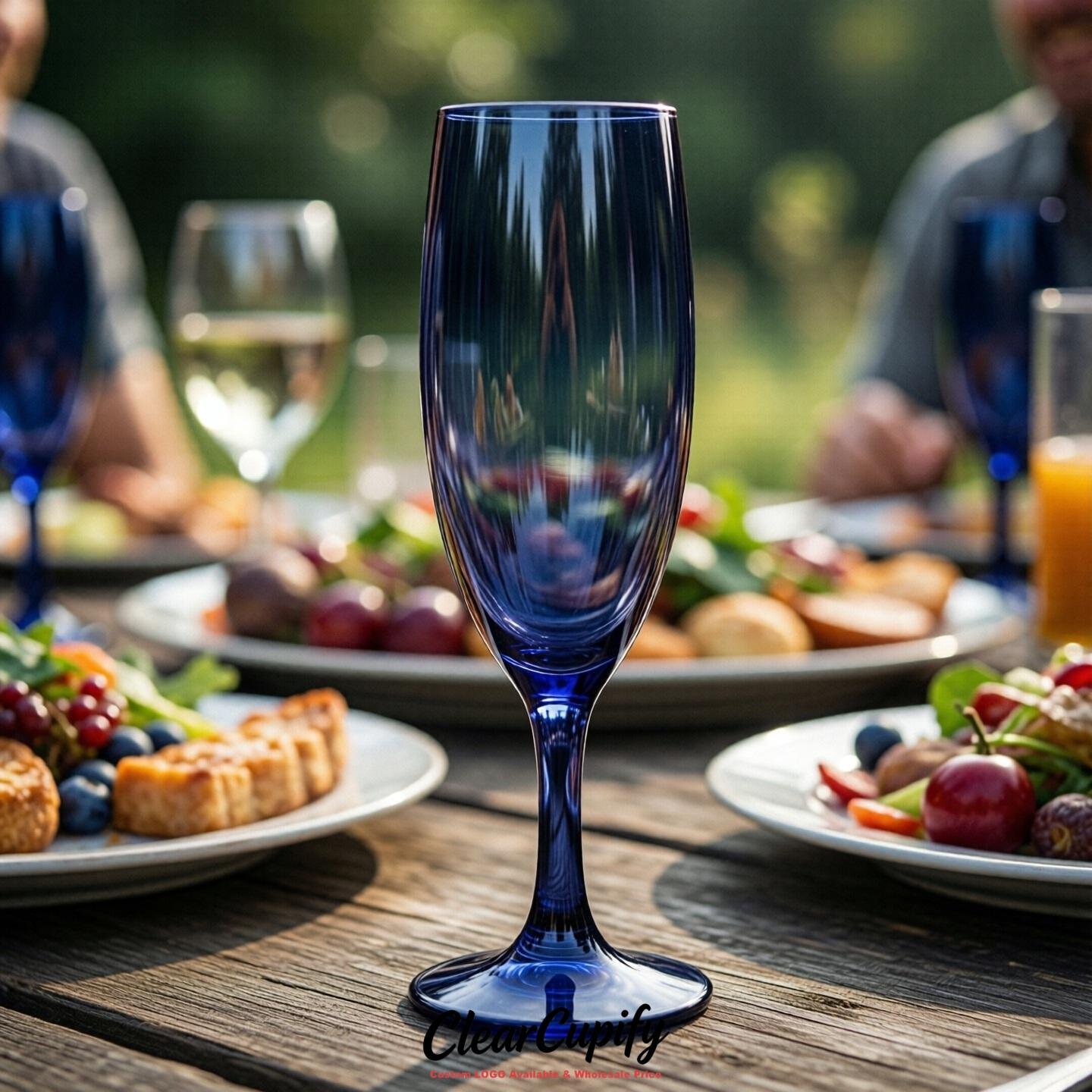 Navy Blue Clear Champagne Flutes - Wholesale 5oz/6oz/7oz Acrylic Champagne Glasses