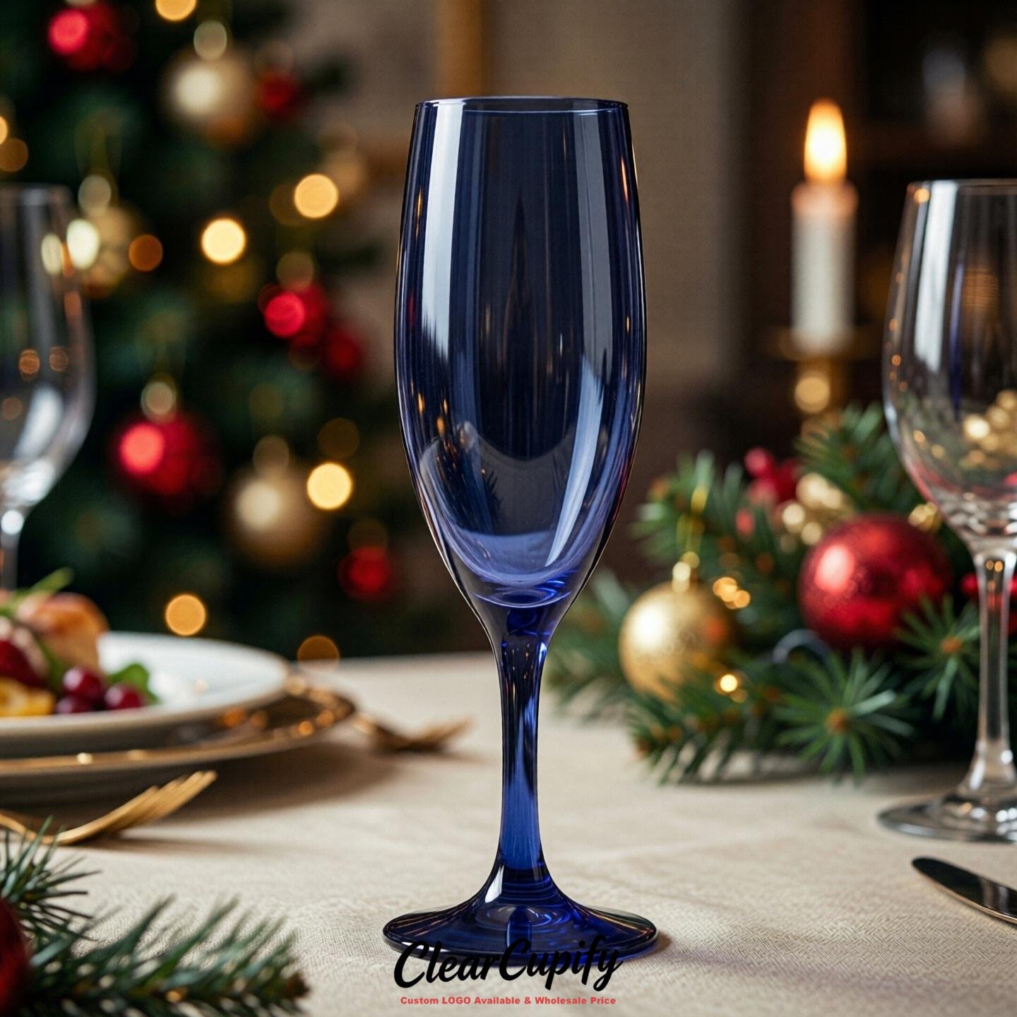 Navy Blue Clear Champagne Flutes - Wholesale 5oz/6oz/7oz Acrylic Champagne Glasses