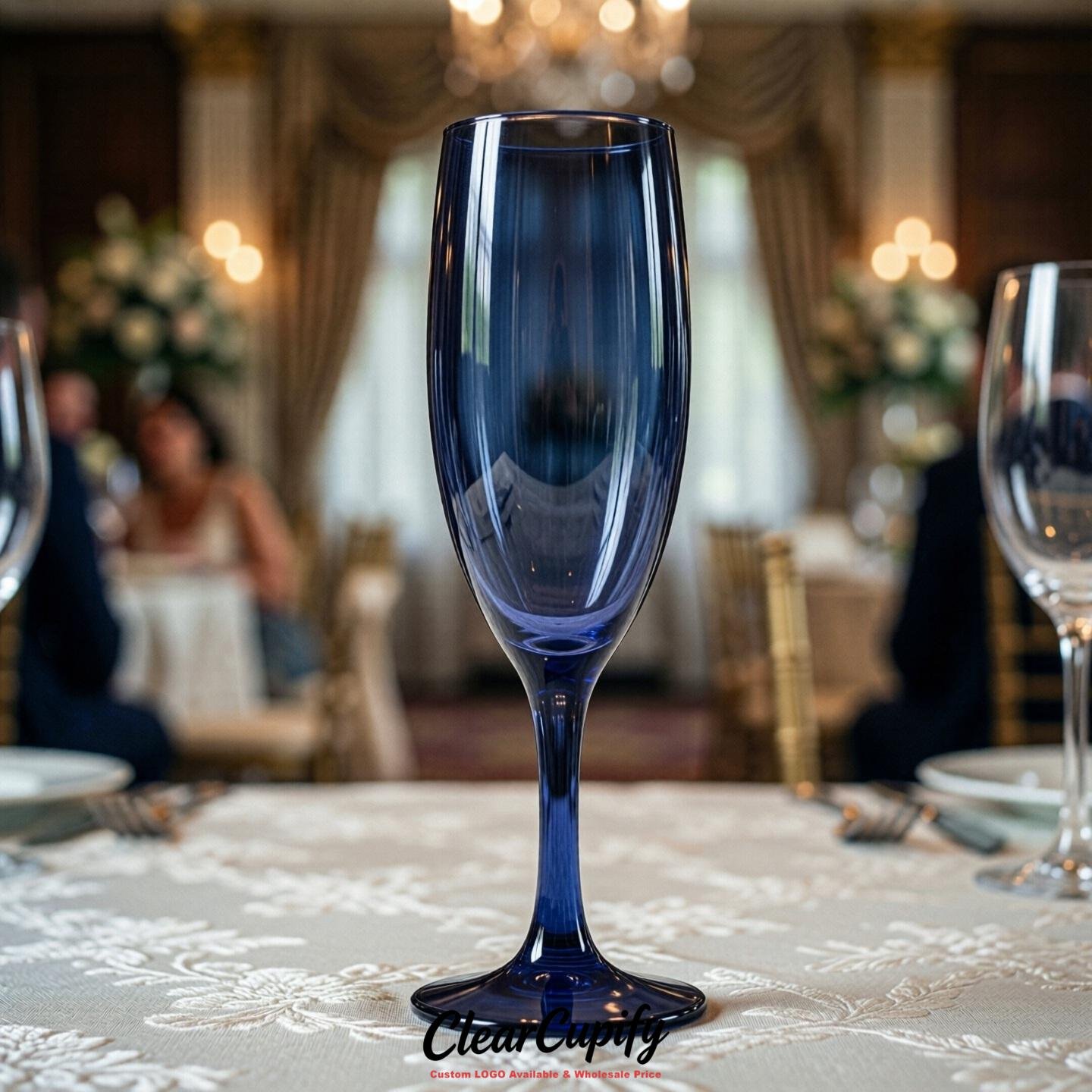 Navy Blue Clear Champagne Flutes - Wholesale 5oz/6oz/7oz Acrylic Champagne Glasses