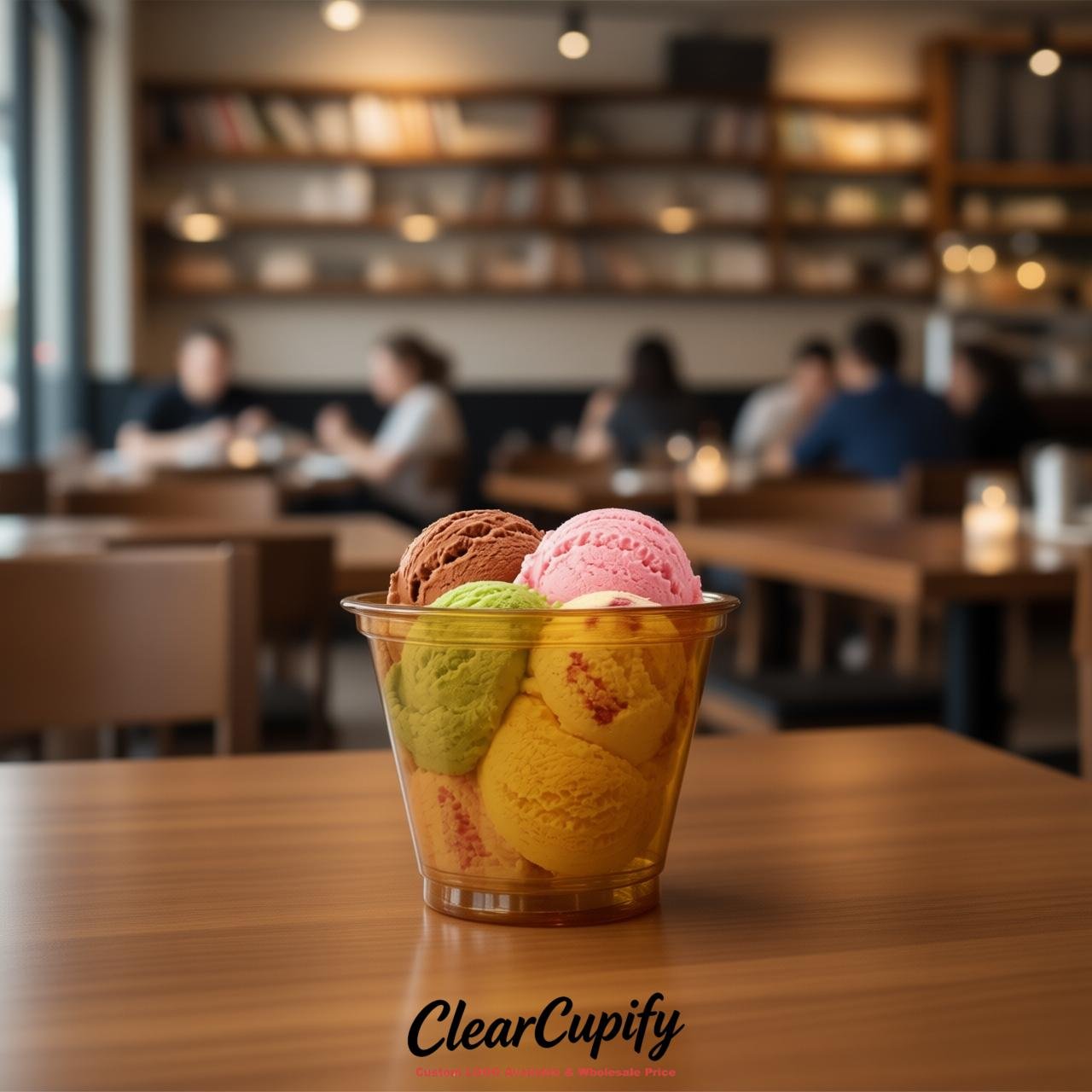 Ochre Clear Plastic Ice Cream Cups Wholesale with Custom Logo Ochre Clear Plastic Ice Cream Cups Wholesale with Custom Logo