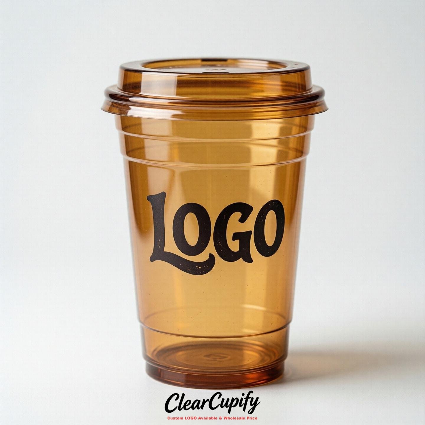 Ochre Clear Plastic Cups with Custom Logo 12oz / 16oz / 20oz / 24oz / 32oz