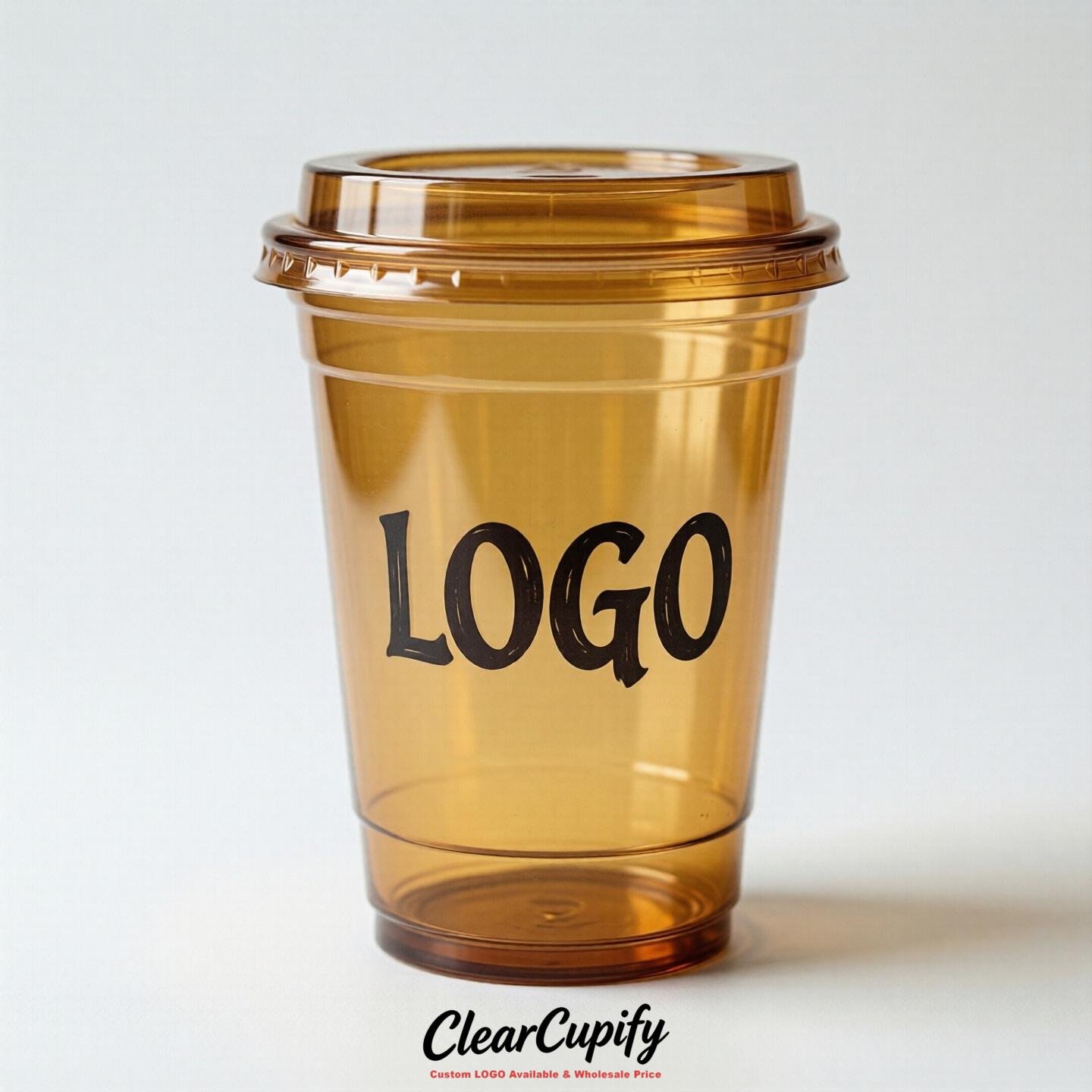 Ochre Clear Plastic Cups with Custom Logo 12oz / 16oz / 20oz / 24oz / 32oz