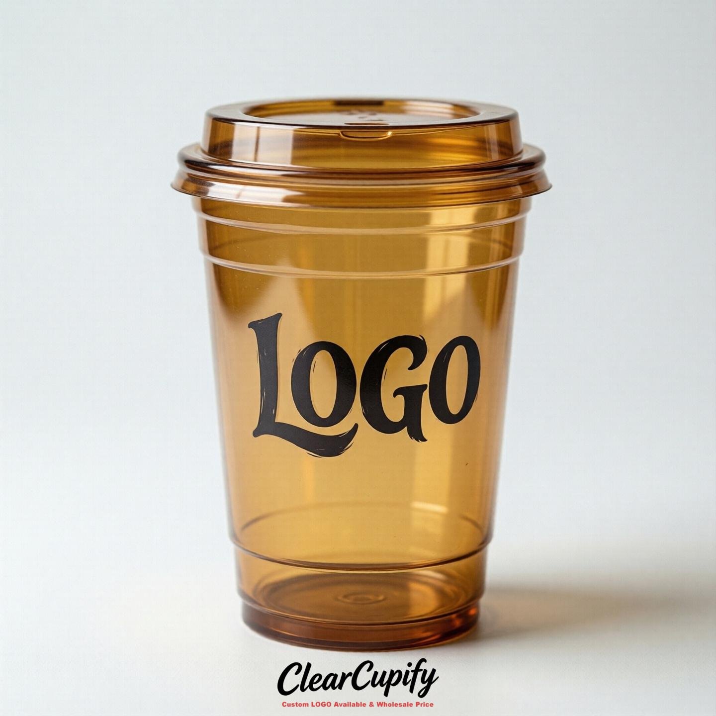 Ochre Clear Plastic Cups with Custom Logo 12oz / 16oz / 20oz / 24oz / 32oz