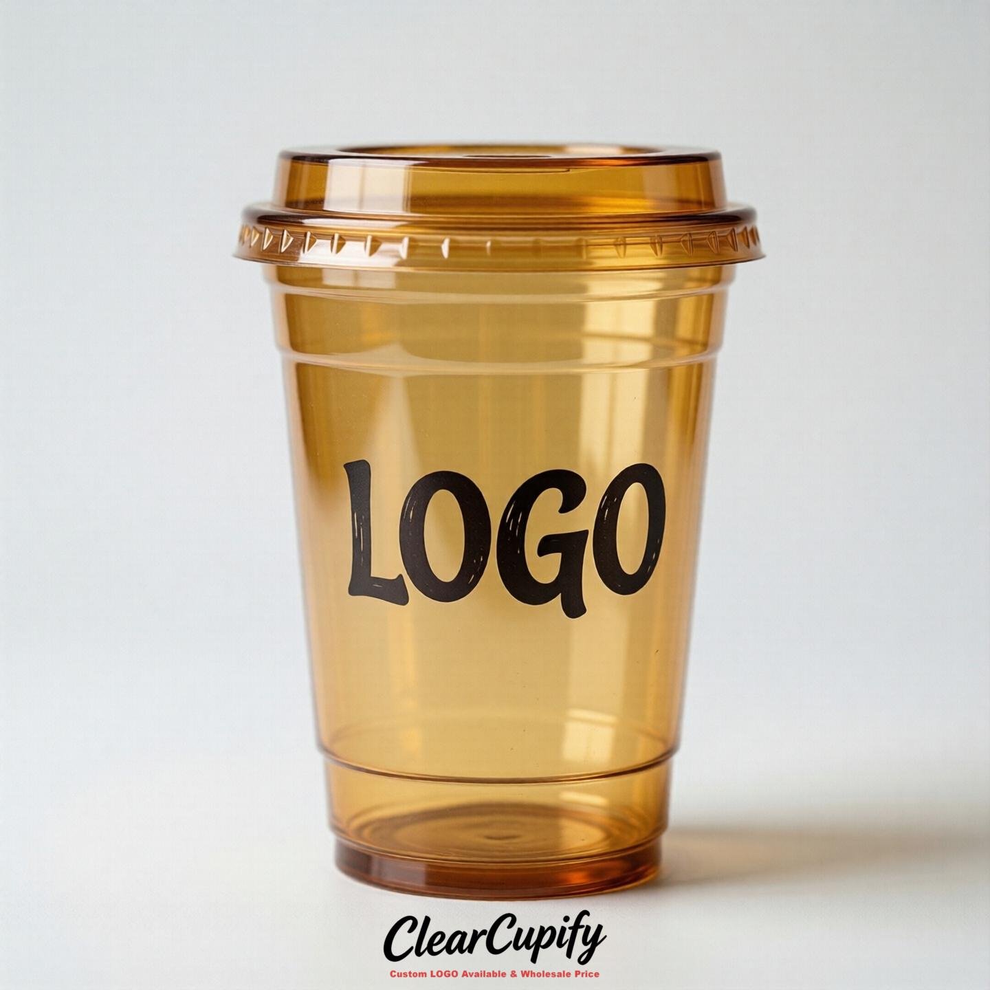 Ochre Clear Plastic Cups with Custom Logo 12oz / 16oz / 20oz / 24oz / 32oz