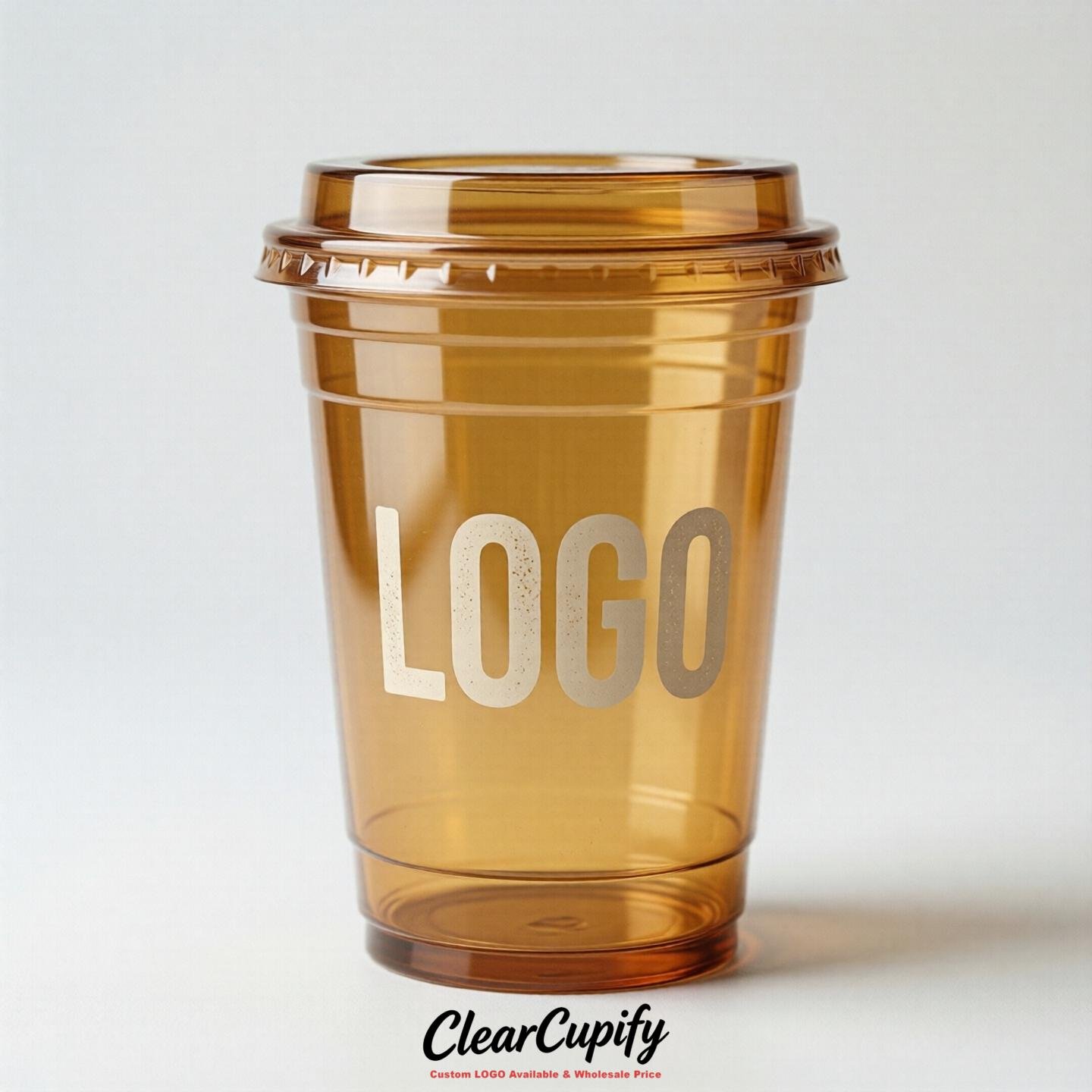 Ochre Clear Plastic Cups with Custom Logo 12oz / 16oz / 20oz / 24oz / 32oz