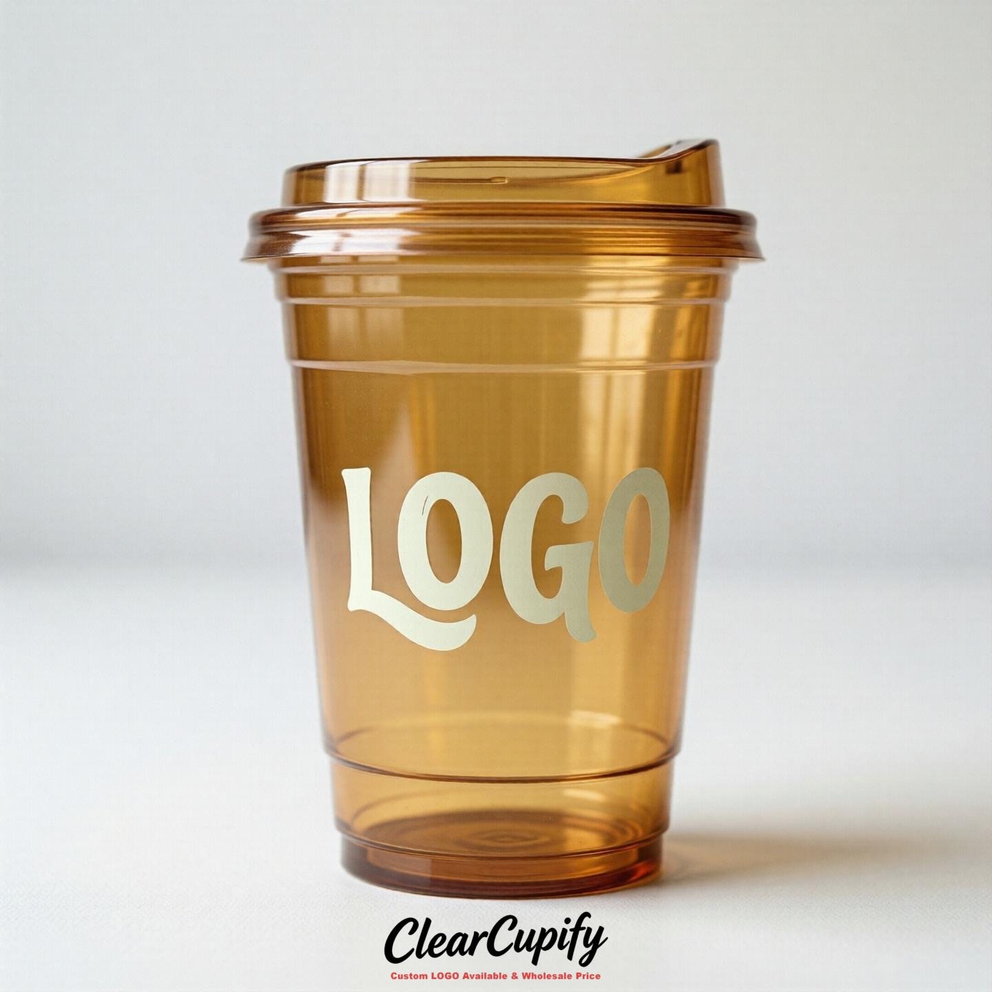 Ochre Clear Plastic Cups with Custom Logo 12oz / 16oz / 20oz / 24oz / 32oz