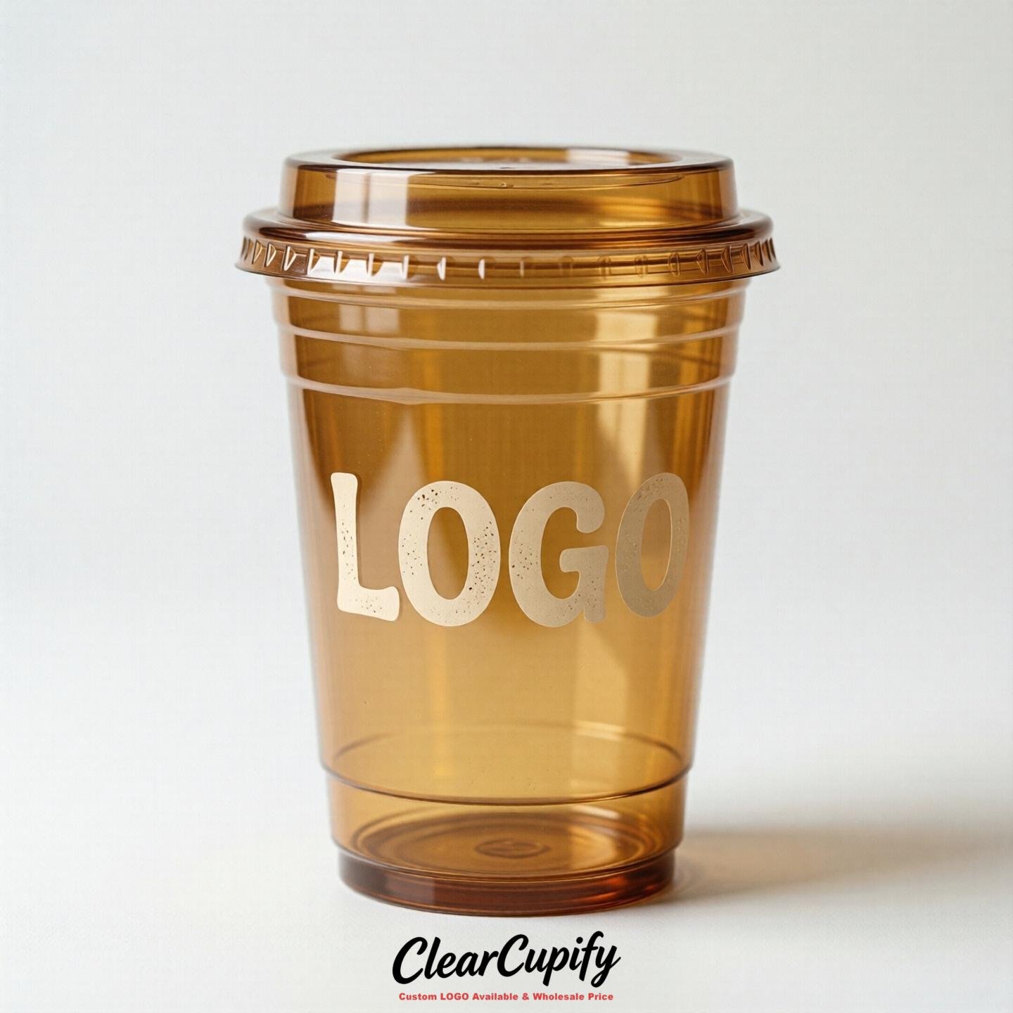 Ochre Clear Plastic Cups with Custom Logo 12oz / 16oz / 20oz / 24oz / 32oz