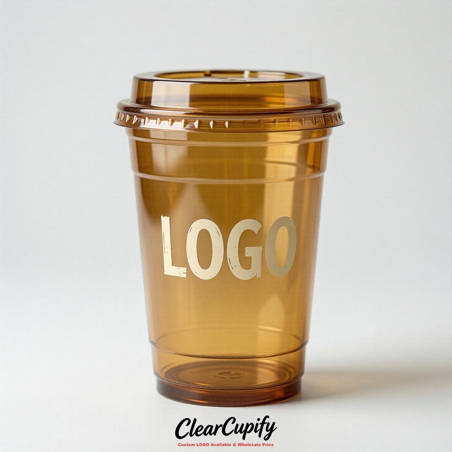 Ochre Clear Plastic Cups with Custom Logo 12oz / 16oz / 20oz / 24oz / 32oz