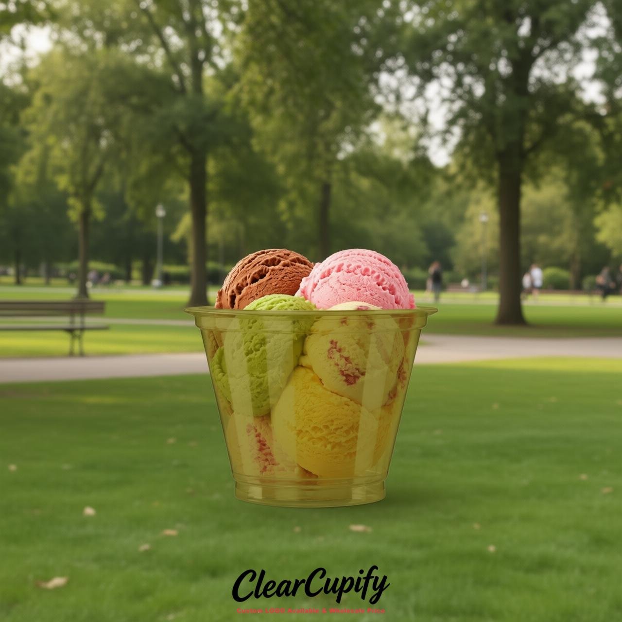 Olive Clear Plastic Ice Cream Cups Wholesale with Custom Logo