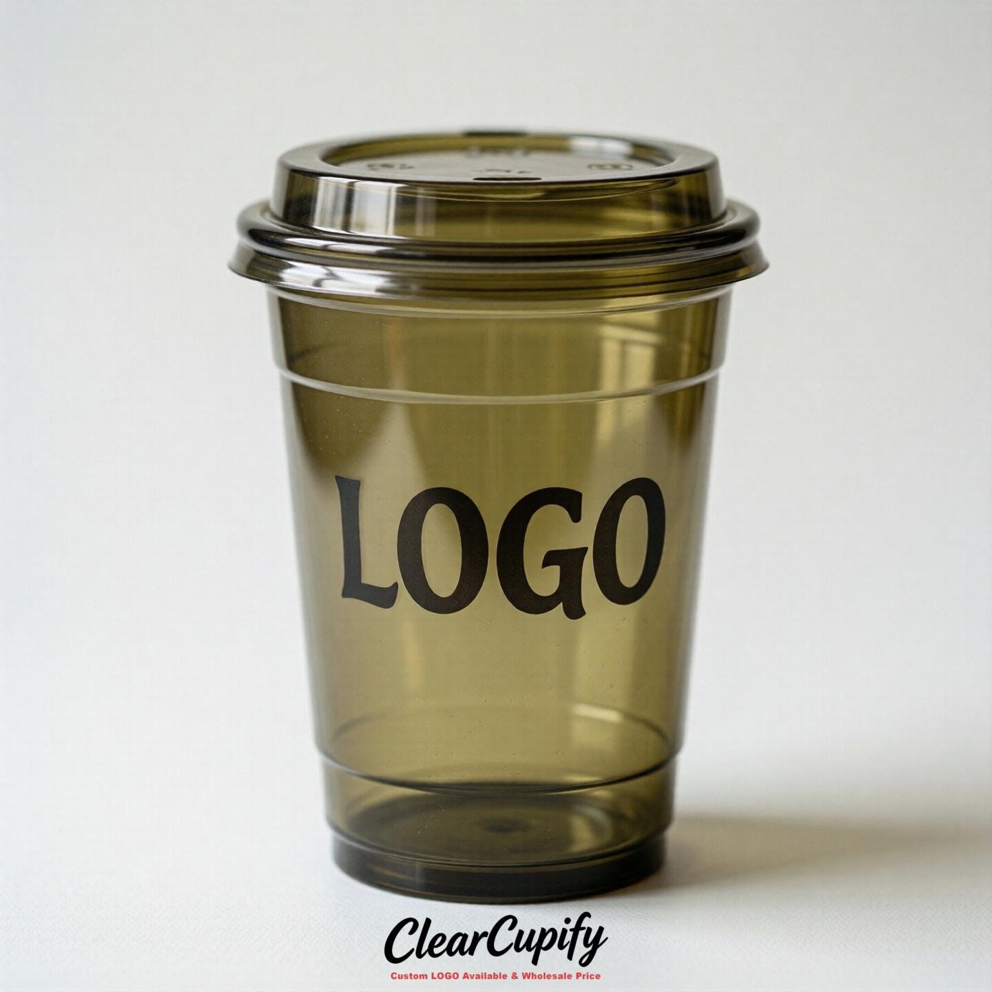 Olive Clear Plastic Cups with Custom Logo 12oz / 16oz / 20oz / 24oz / 32oz