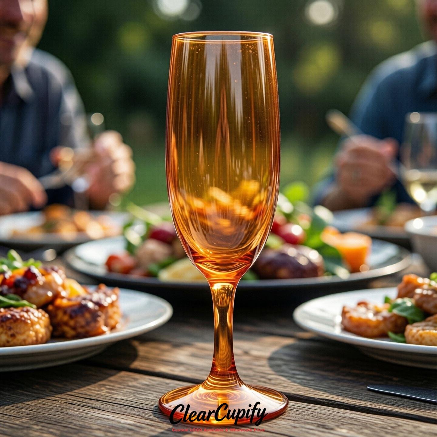 Orange Clear Champagne Flutes - Wholesale 5oz/6oz/7oz Acrylic Champagne Glasses