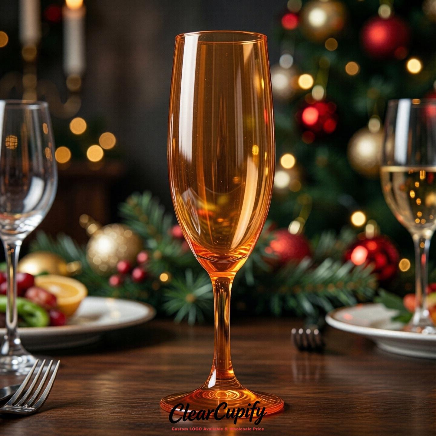 Orange Clear Champagne Flutes - Wholesale 5oz/6oz/7oz Acrylic Champagne Glasses