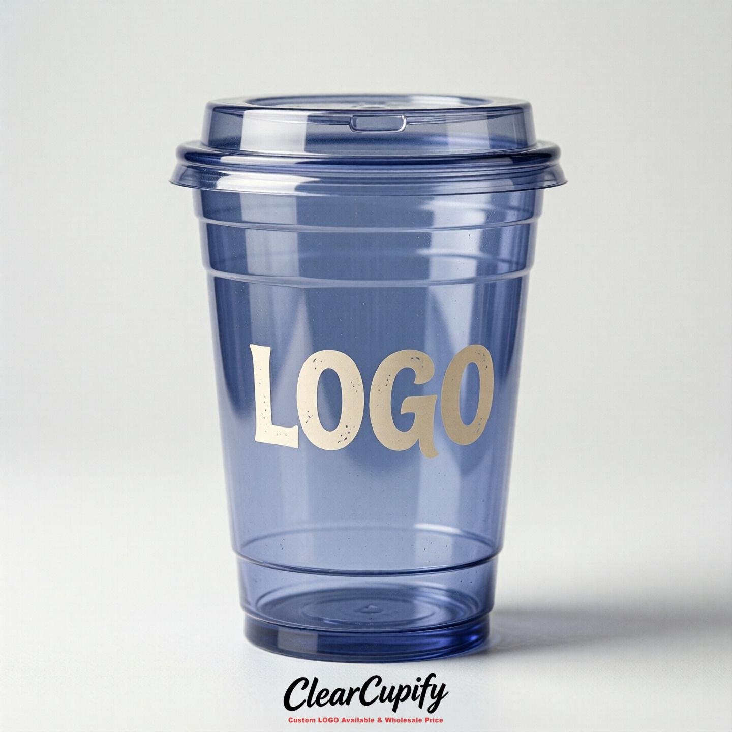 Periwinkle Clear Plastic Cups with Custom Logo 12oz / 16oz / 20oz / 24oz / 32oz