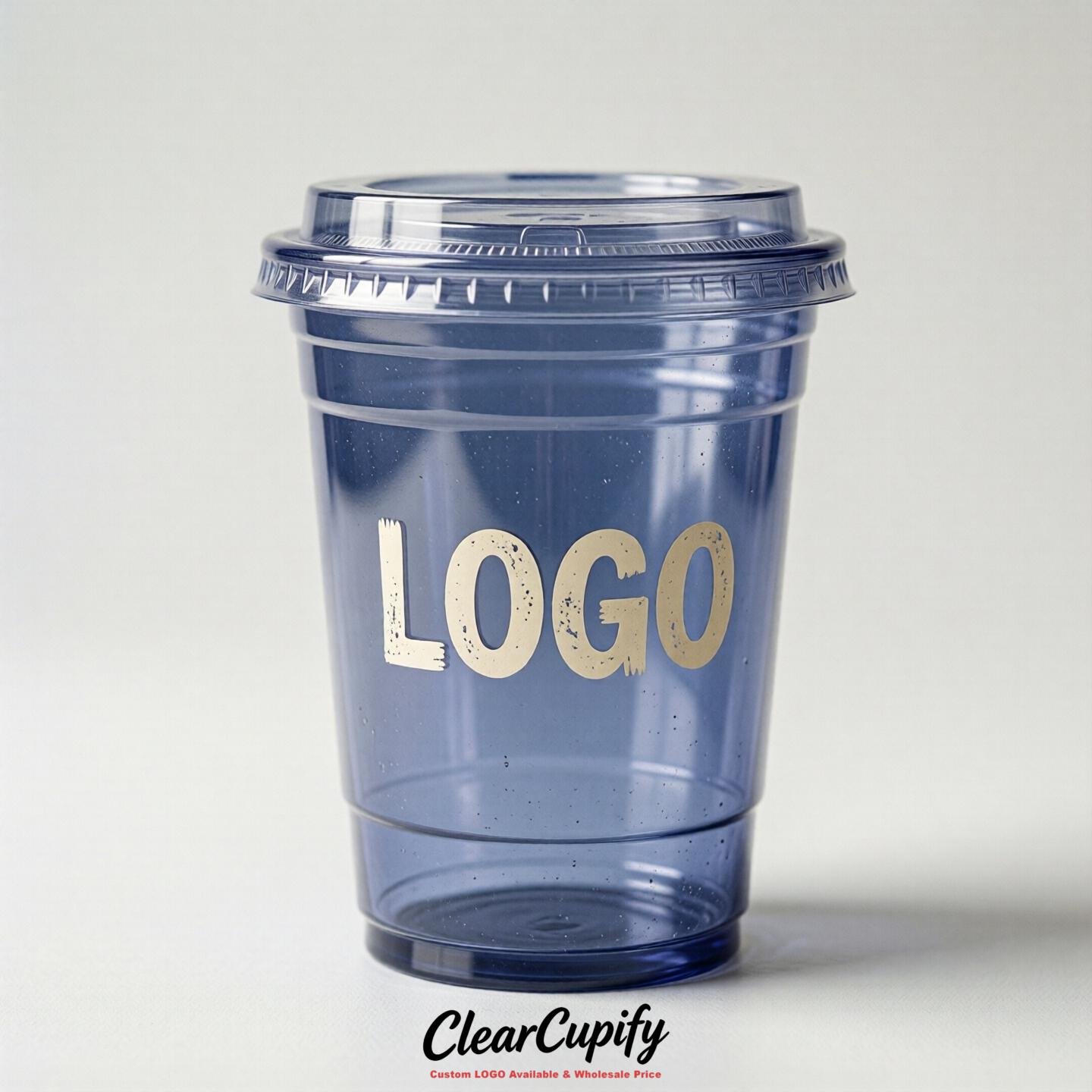 Periwinkle Clear Plastic Cups with Custom Logo 12oz / 16oz / 20oz / 24oz / 32oz