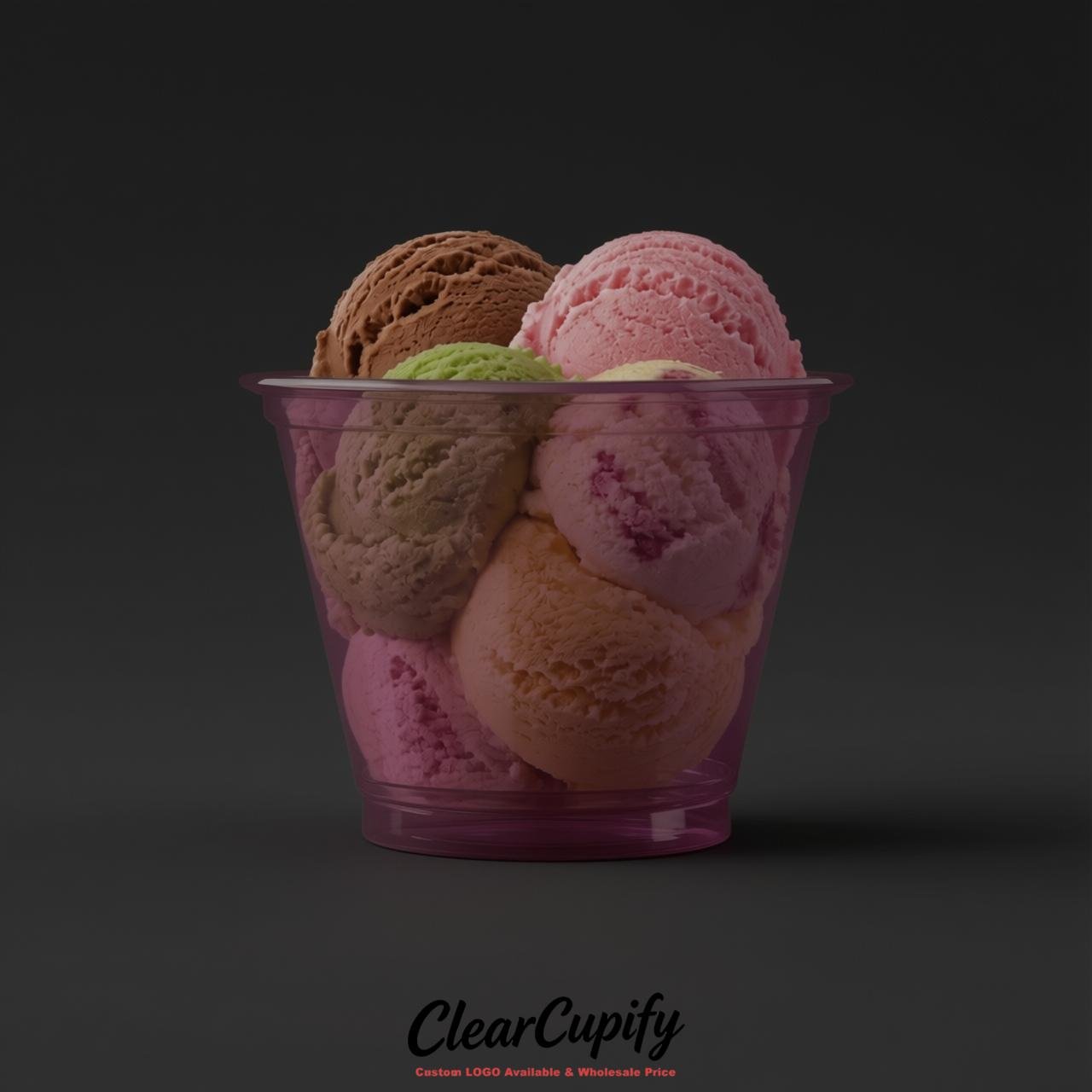Plum Clear Plastic Ice Cream Cups Wholesale with Custom Logo