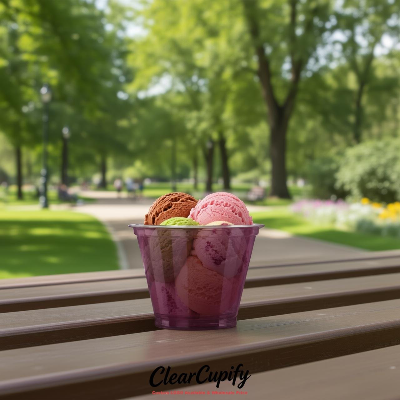 Plum Clear Plastic Ice Cream Cups Wholesale with Custom Logo