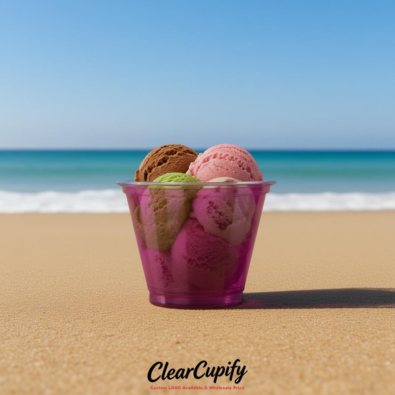 Plum Clear Plastic Ice Cream Cups Wholesale with Custom Logo Plum Clear Plastic Ice Cream Cups Wholesale with Custom Logo