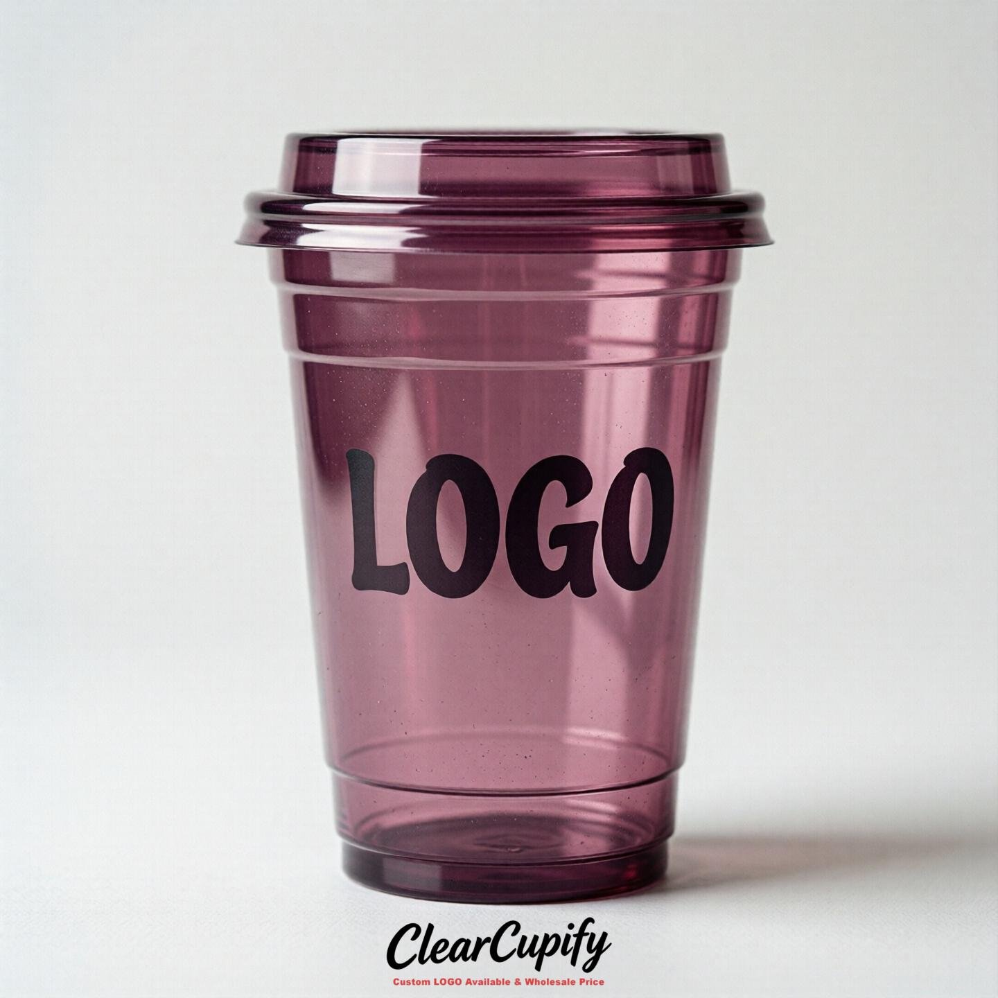 Plum Clear Plastic Cups with Custom Logo 12oz / 16oz / 20oz / 24oz / 32oz