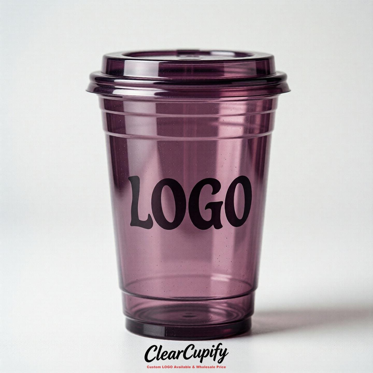 Plum Clear Plastic Cups with Custom Logo 12oz / 16oz / 20oz / 24oz / 32oz
