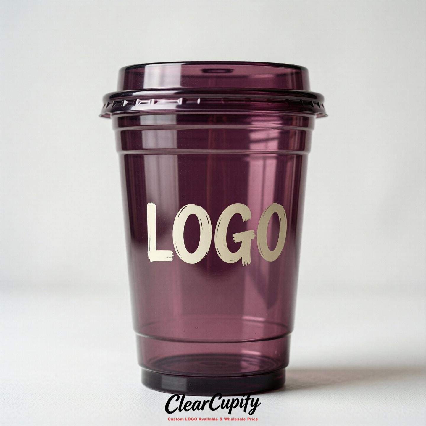 Plum Clear Plastic Cups with Custom Logo 12oz / 16oz / 20oz / 24oz / 32oz