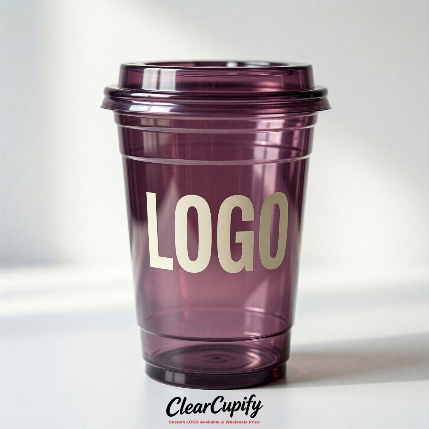 Plum Clear Plastic Cups with Custom Logo 12oz / 16oz / 20oz / 24oz / 32oz