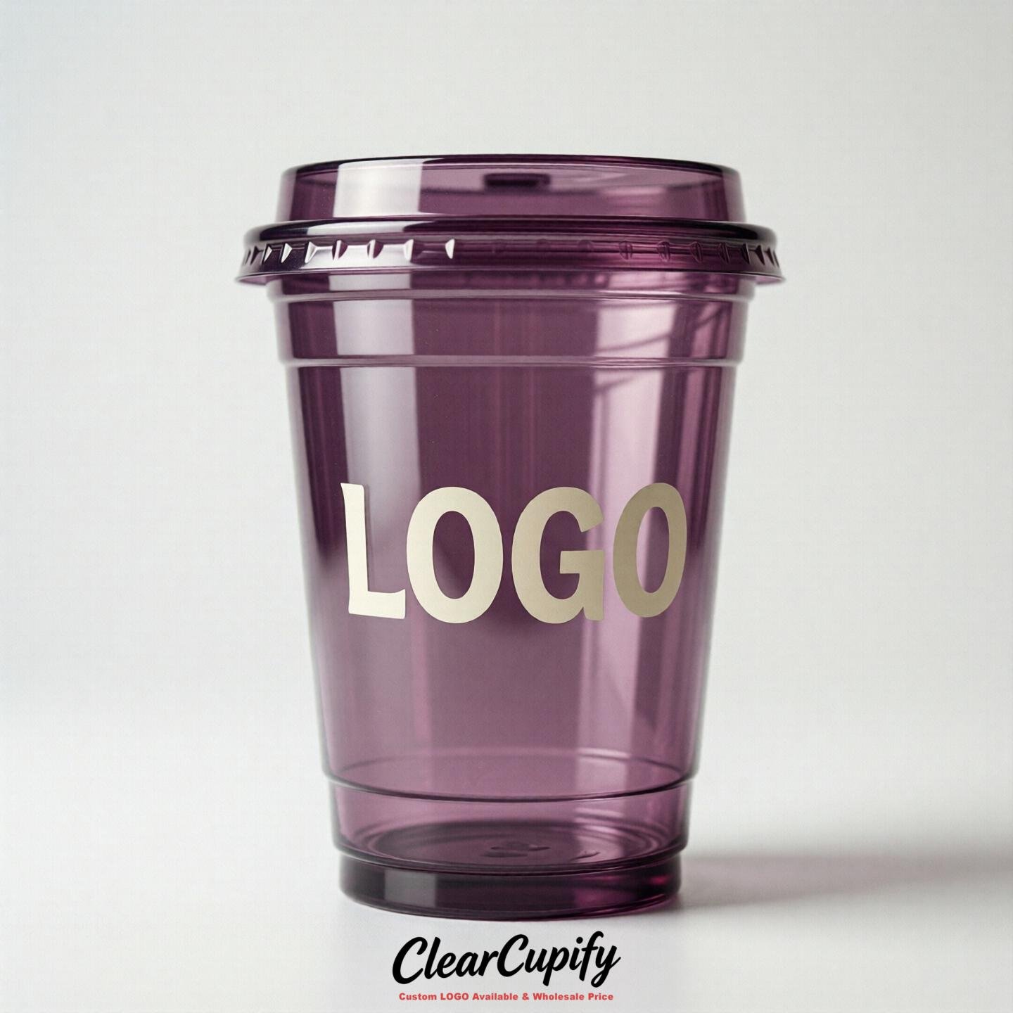 Plum Clear Plastic Cups with Custom Logo 12oz / 16oz / 20oz / 24oz / 32oz