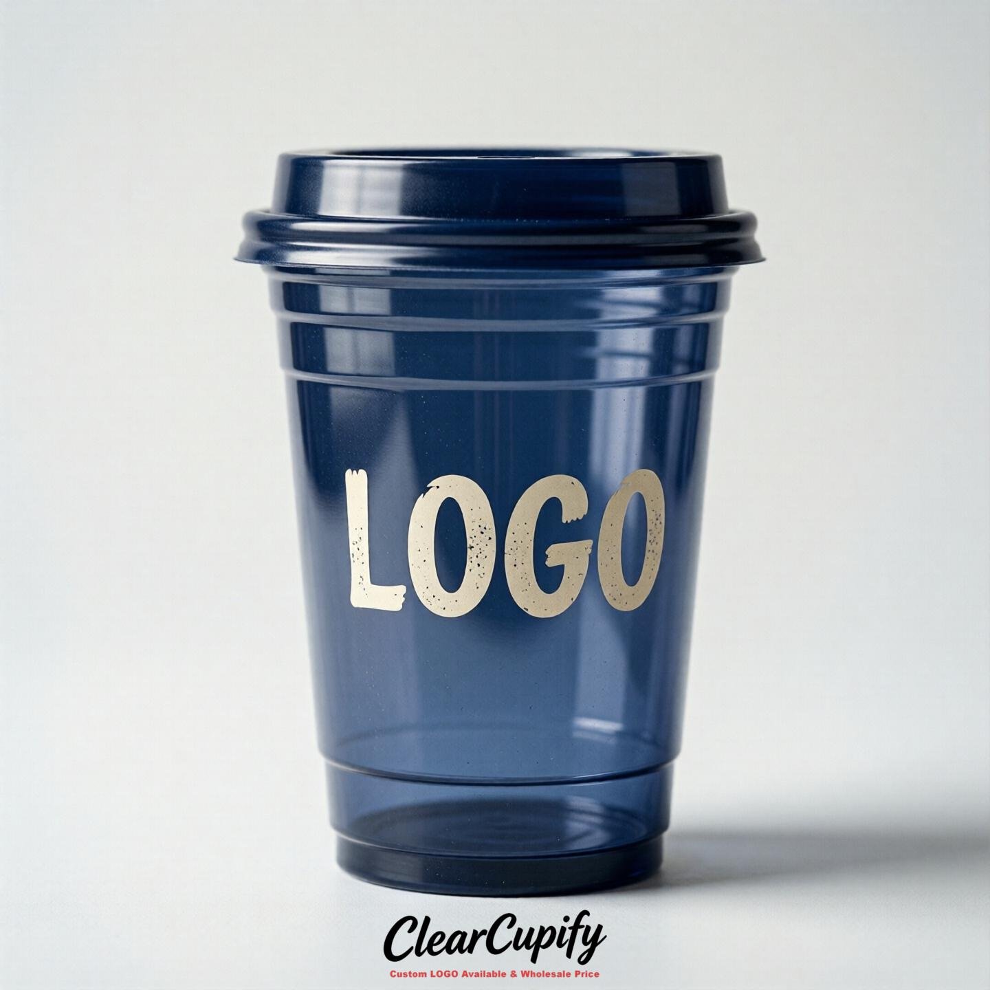 Prussian Blue Clear Plastic Cups with Custom Logo 12oz / 16oz / 20oz / 24oz / 32oz