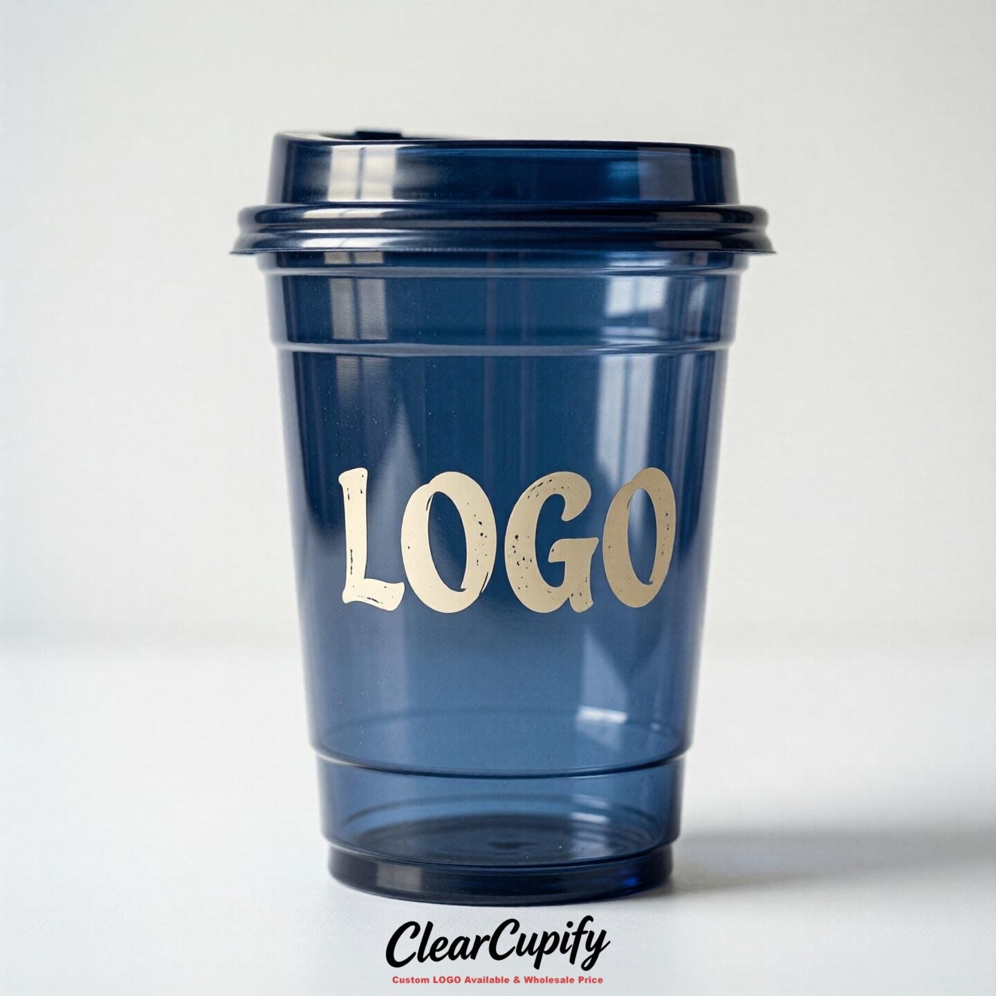 Prussian Blue Clear Plastic Cups with Custom Logo 12oz / 16oz / 20oz / 24oz / 32oz