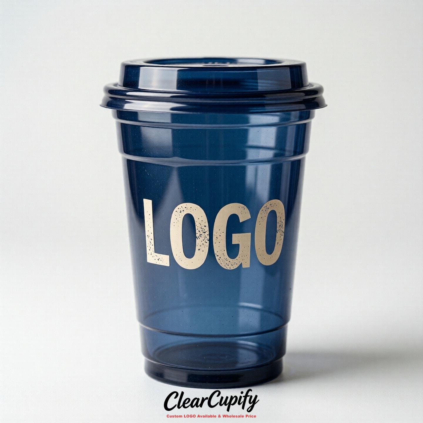 Prussian Blue Clear Plastic Cups with Custom Logo 12oz / 16oz / 20oz / 24oz / 32oz