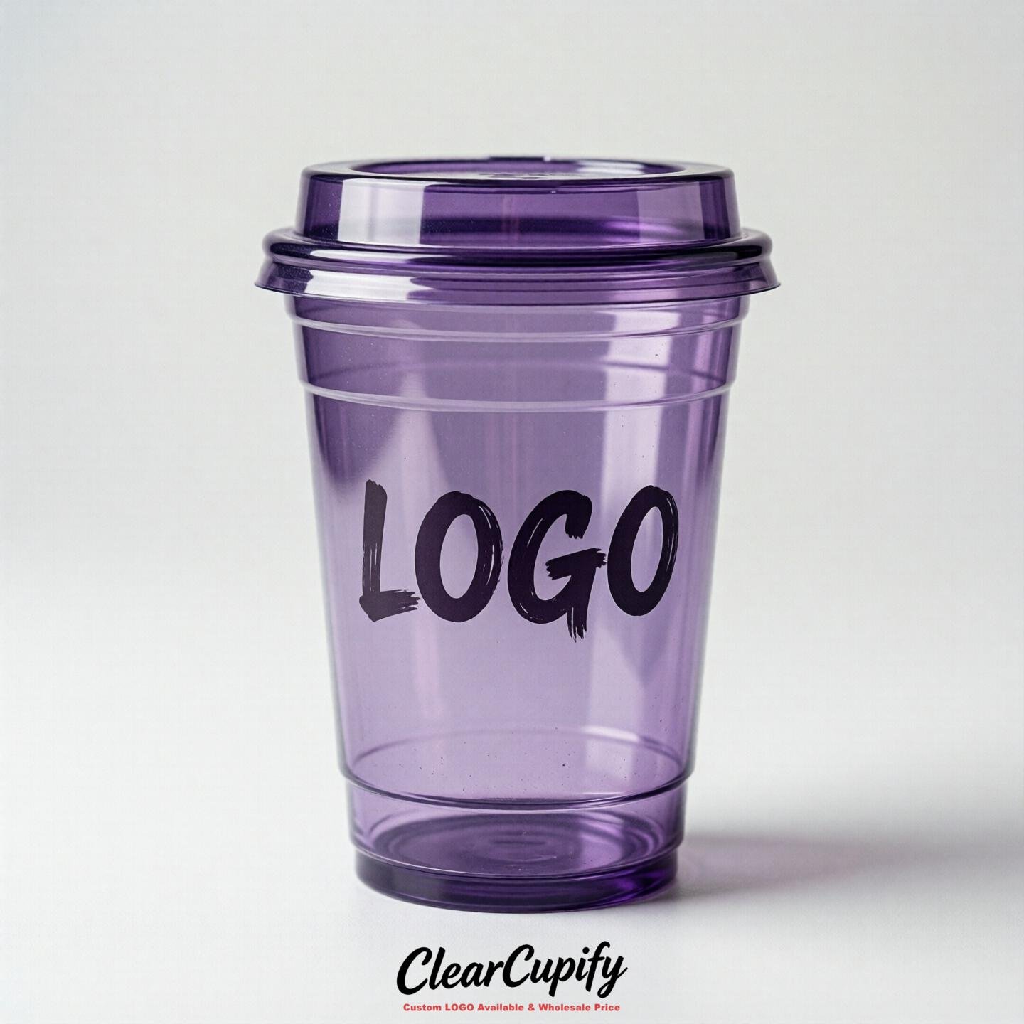Purple Clear Plastic Cups with Custom Logo 12oz / 16oz / 20oz / 24oz / 32oz