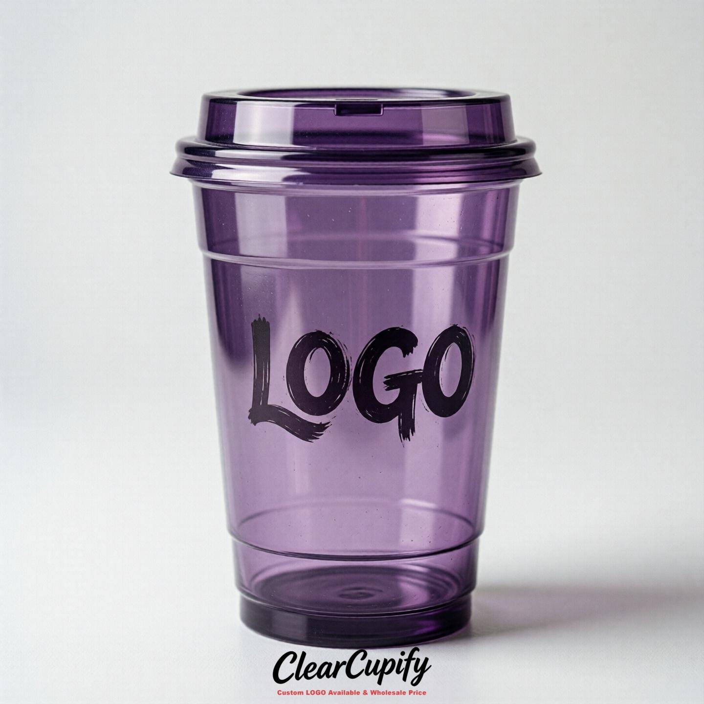 Purple Clear Plastic Cups with Custom Logo 12oz / 16oz / 20oz / 24oz / 32oz