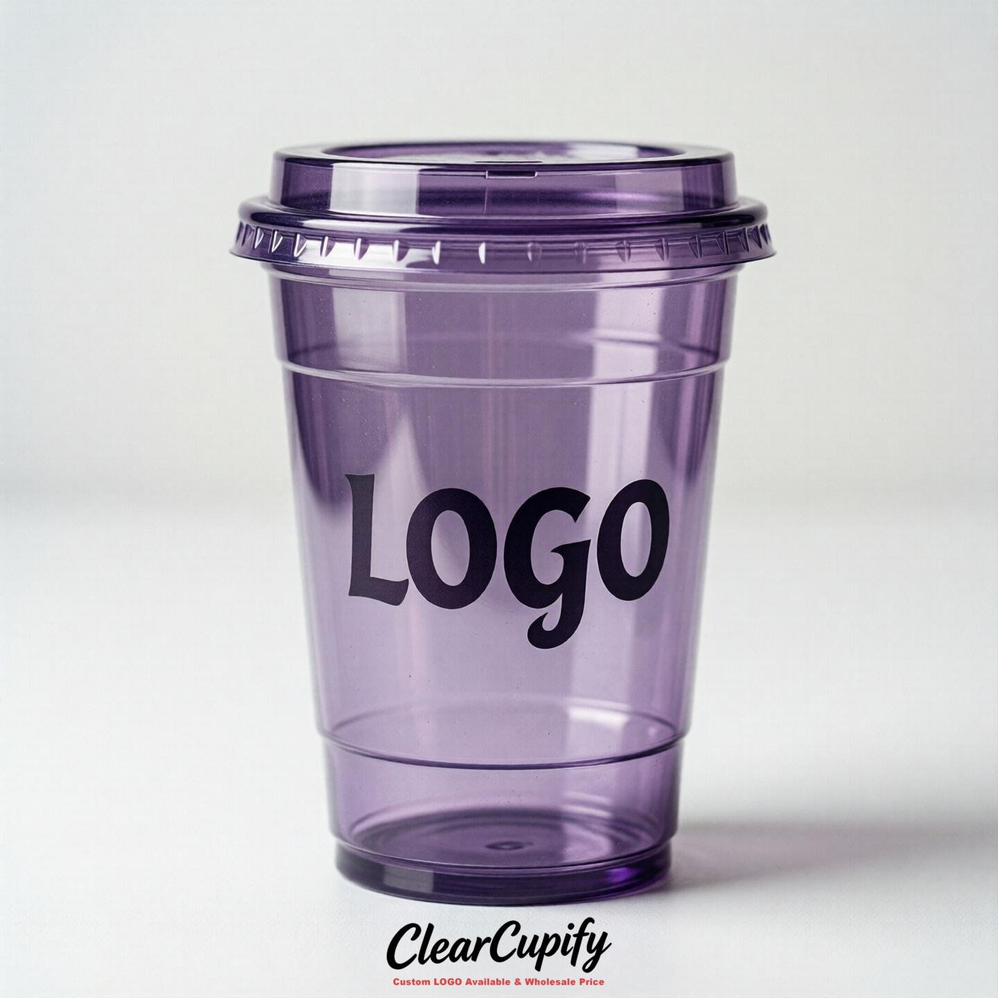 Purple Clear Plastic Cups with Custom Logo 12oz / 16oz / 20oz / 24oz / 32oz