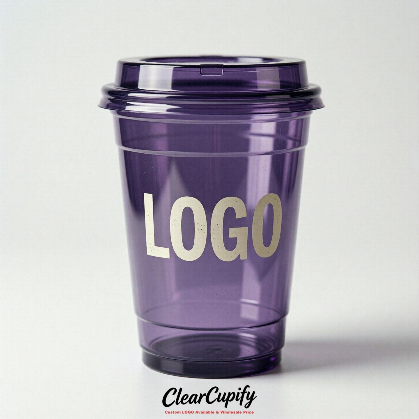 Purple Clear Plastic Cups with Custom Logo 12oz / 16oz / 20oz / 24oz / 32oz
