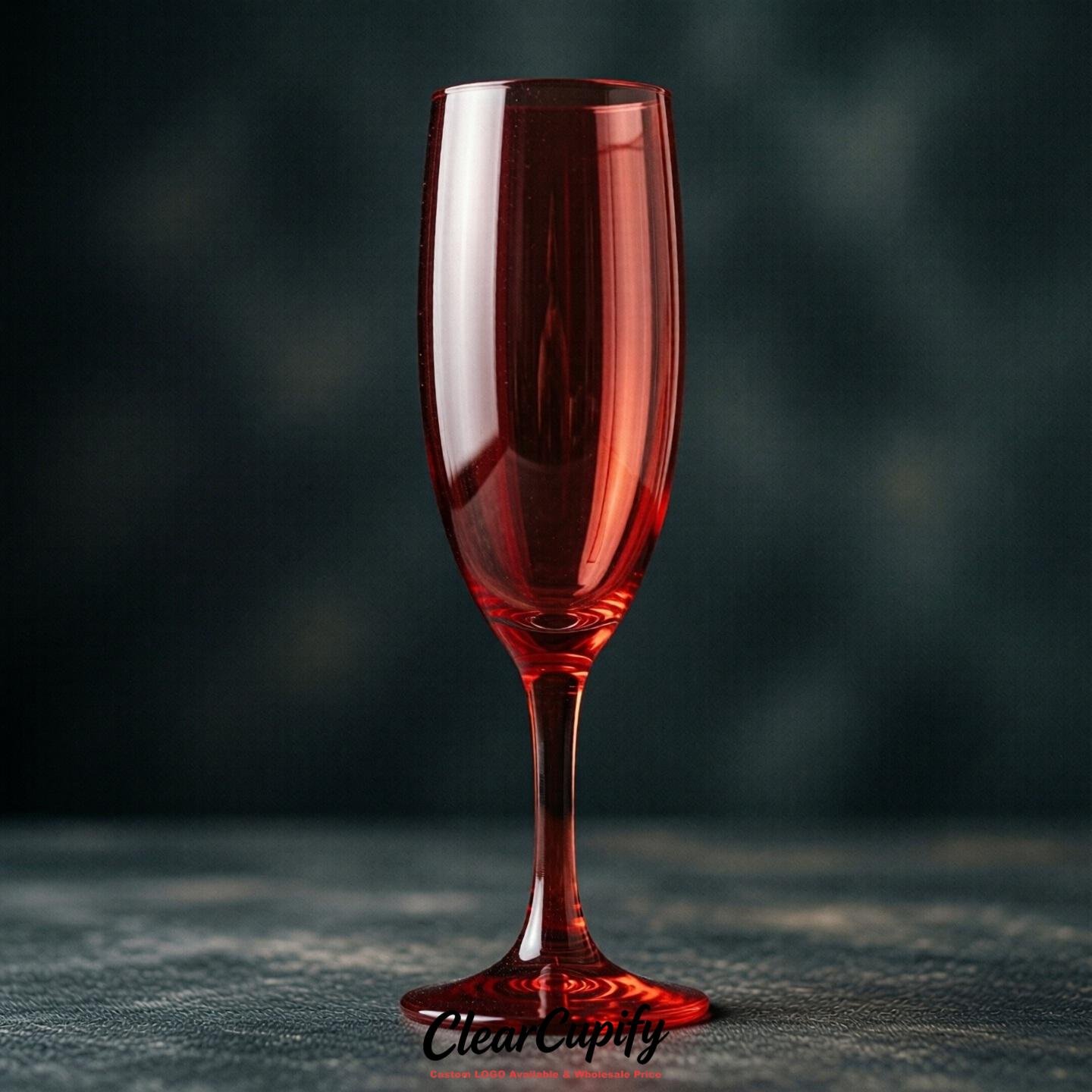 Red Clear Champagne Flutes - Wholesale 5oz/6oz/7oz Acrylic Champagne Glasses