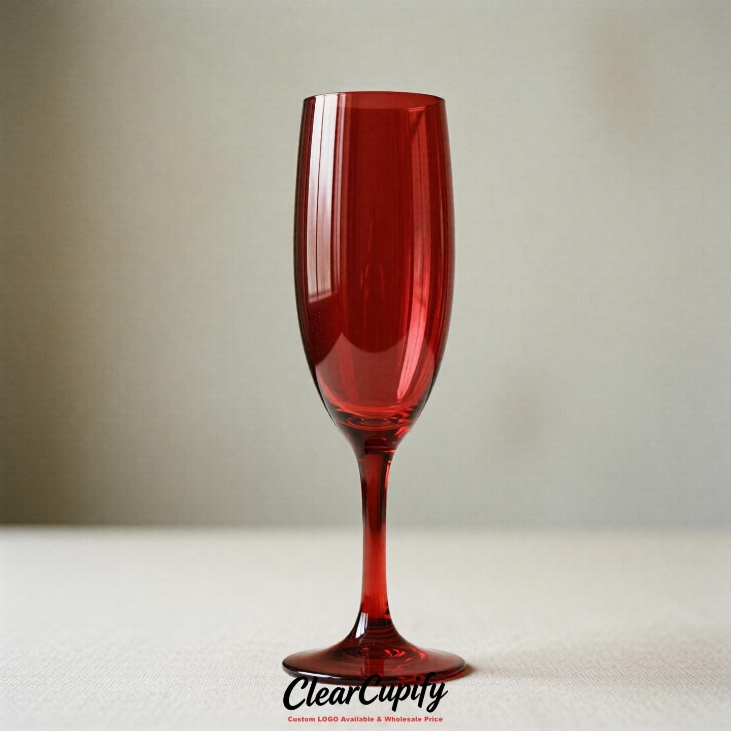 Red Clear Champagne Flutes - Wholesale 5oz/6oz/7oz Acrylic Champagne Glasses