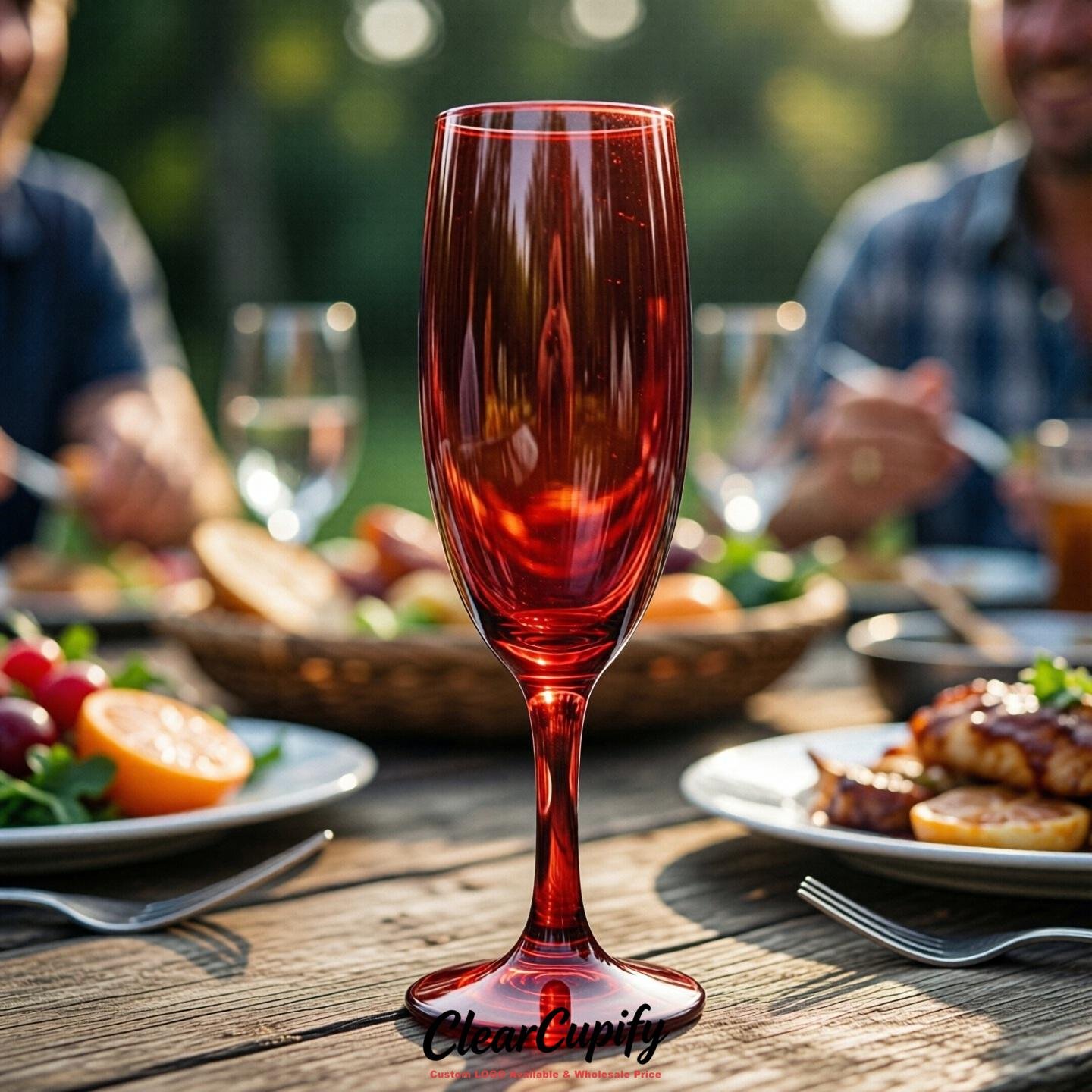 Red Clear Champagne Flutes - Wholesale 5oz/6oz/7oz Acrylic Champagne Glasses